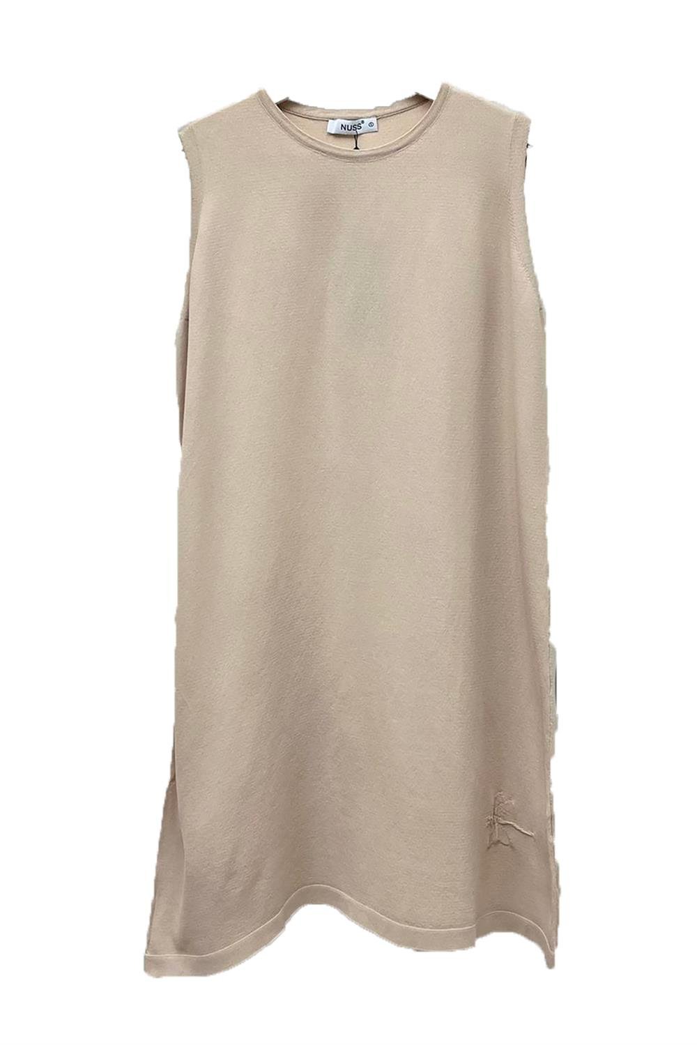 Nuss Merserize Sıfır Kol Triko İçlik Tunik 008 Bej