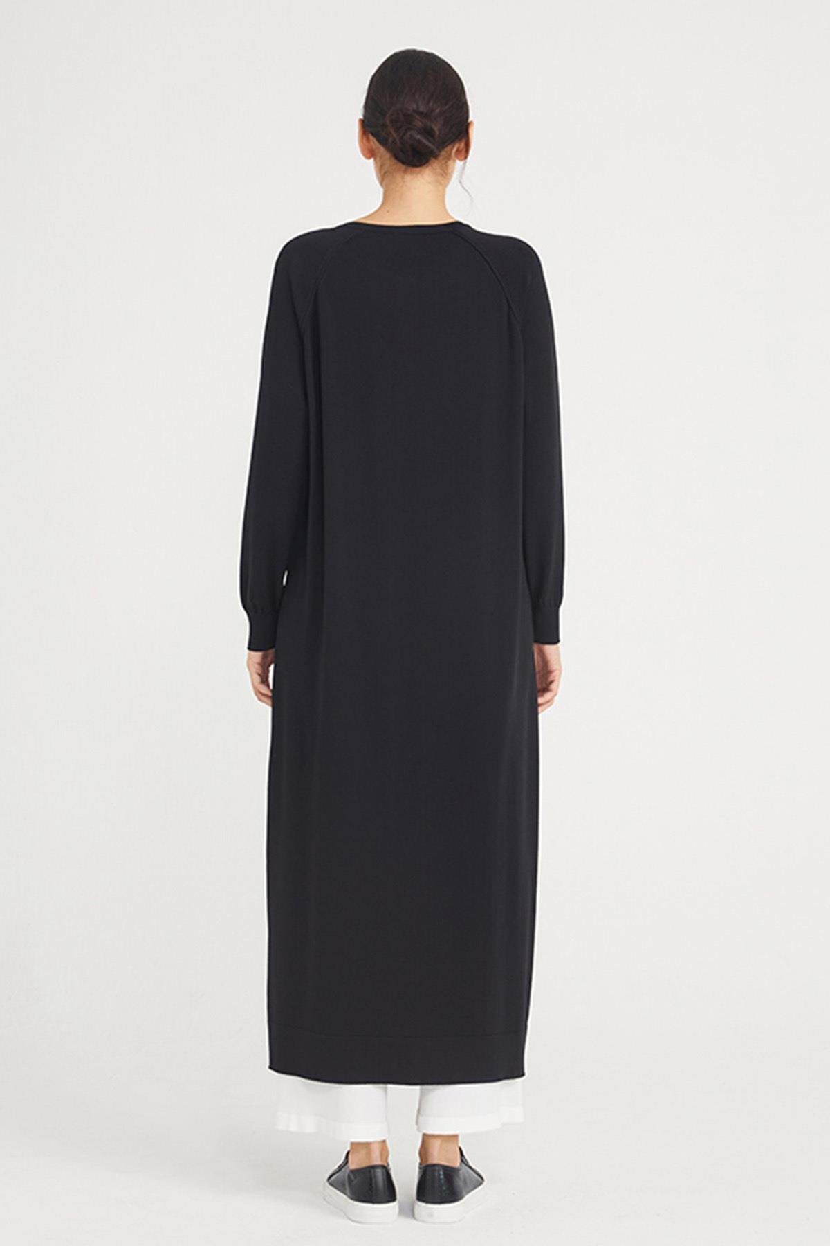 Nuss Merserize Tam Boy Triko Uzun Boy Hırka 512 Siyah