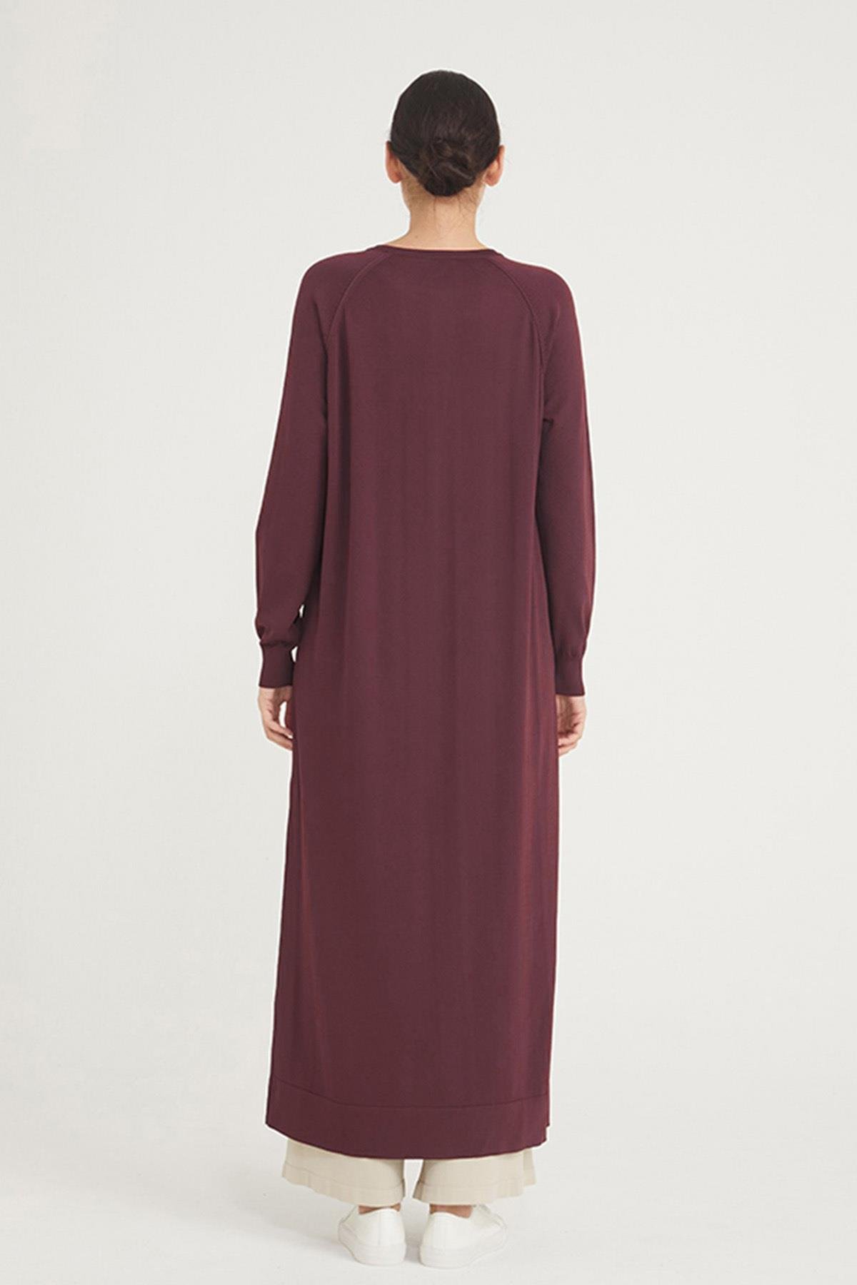 Nuss Merserize Tam Boy Triko Uzun Boy Hırka 512 Bordo