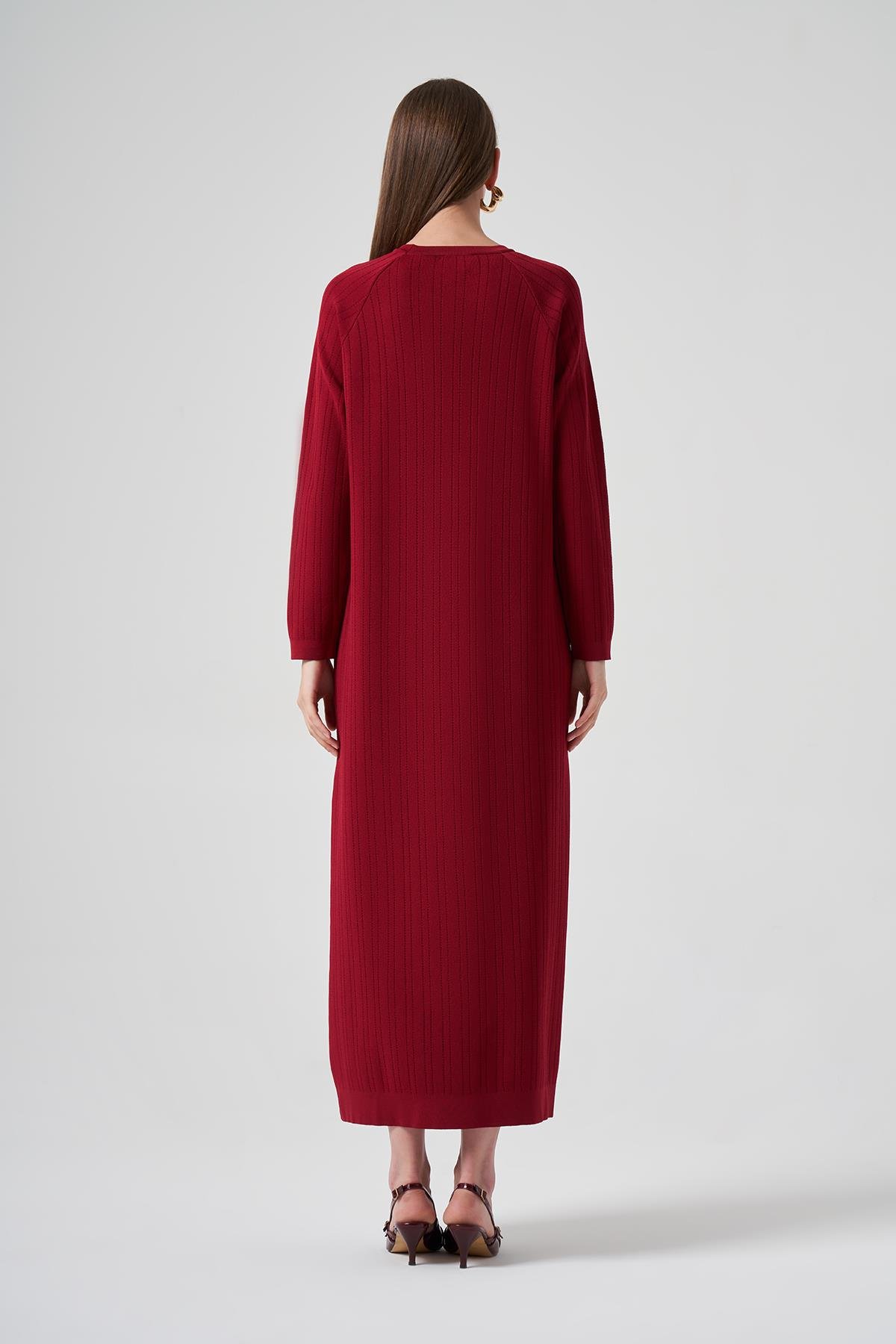 Nuss Merserize Triko Elbise 1414 Bordo