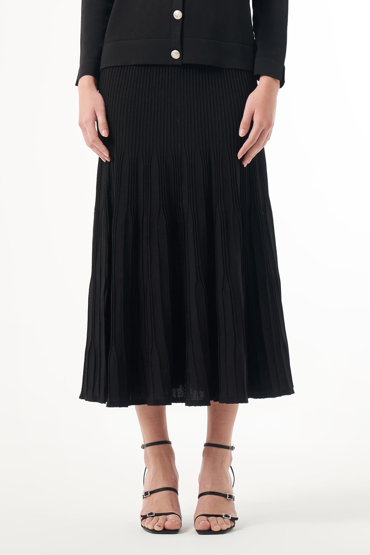 Nuss Merserize Triko Fitilli TEK Etek 1300 Siyah