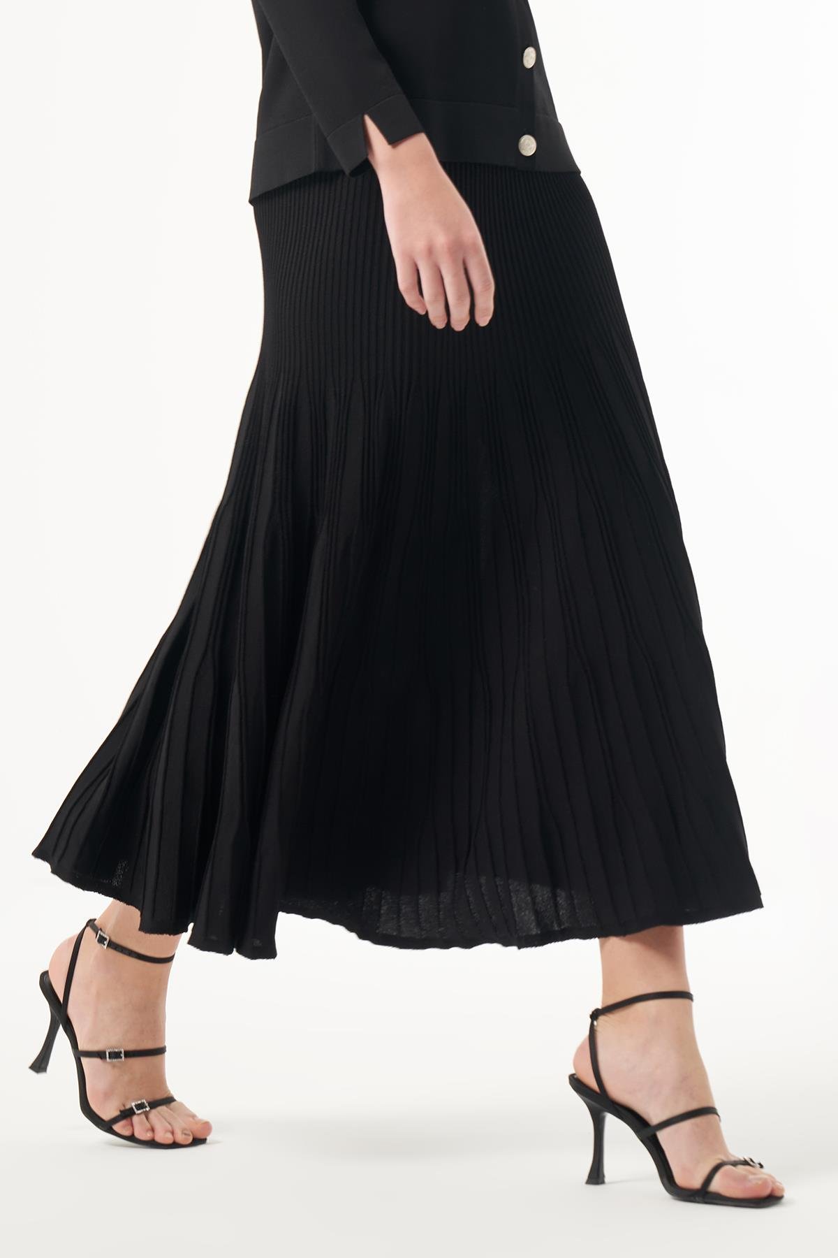 Nuss Merserize Triko Fitilli TEK Etek 1300 Siyah