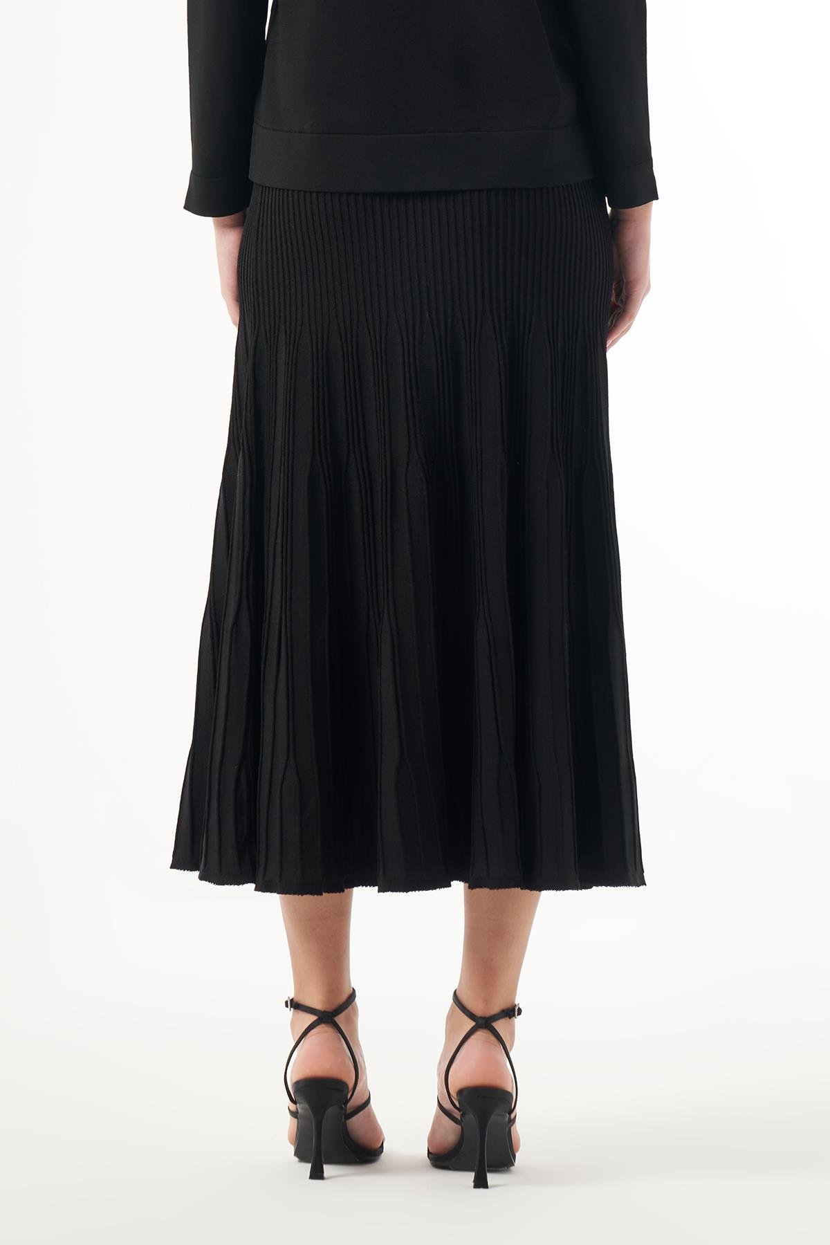 Nuss Merserize Triko Fitilli TEK Etek 1300 Siyah