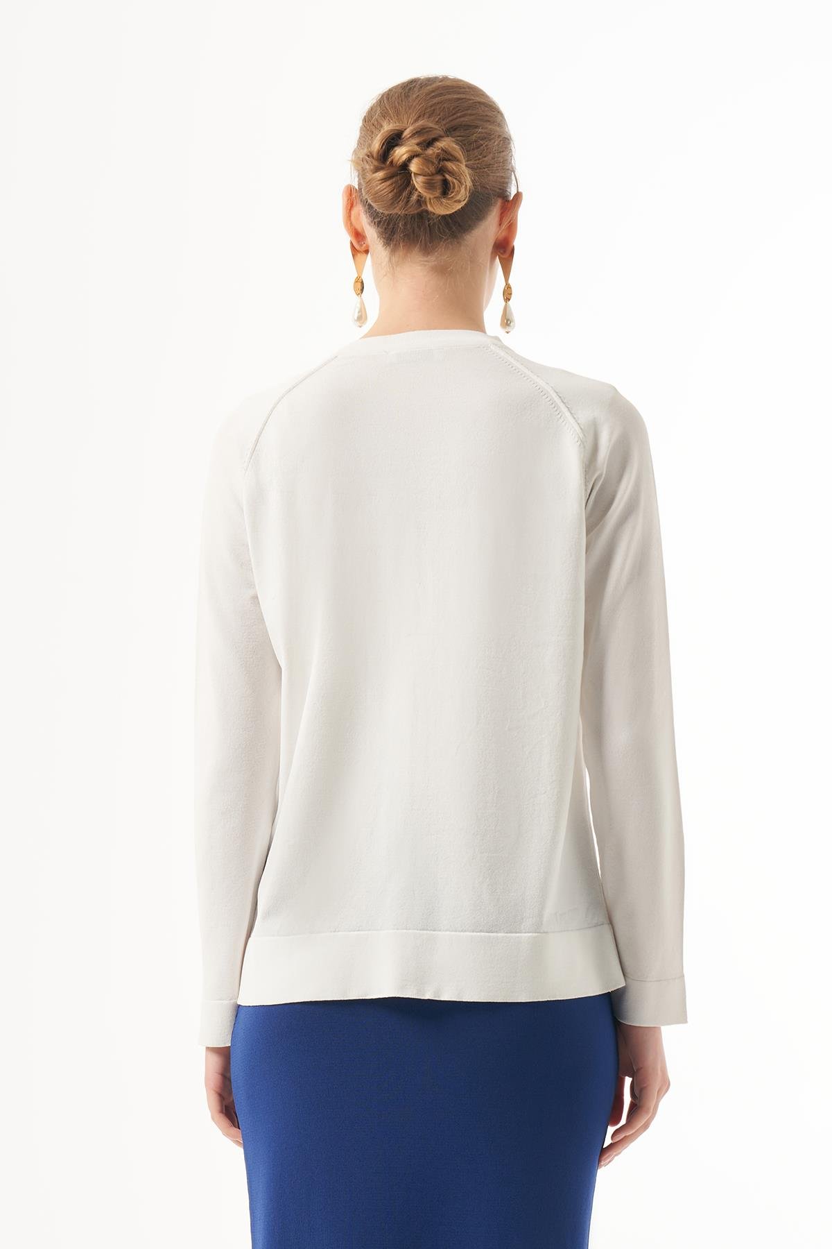 Nuss Merserize Triko Hırka 1300 Ekru