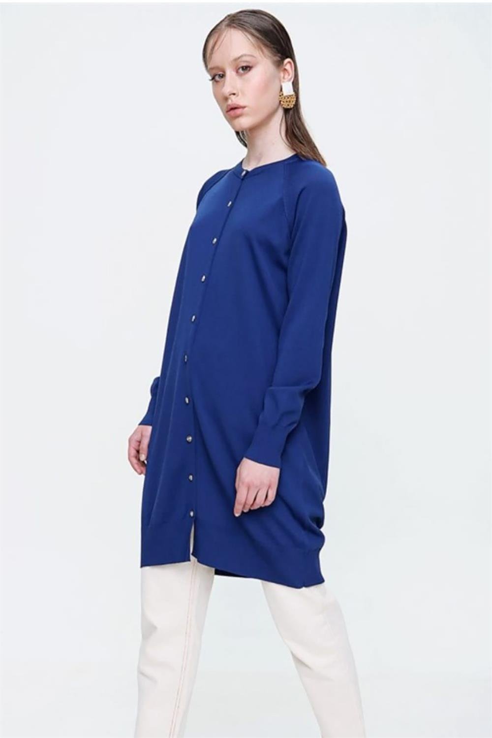 Nuss Merserize Triko Hırka Orta Boy H-300 Saks