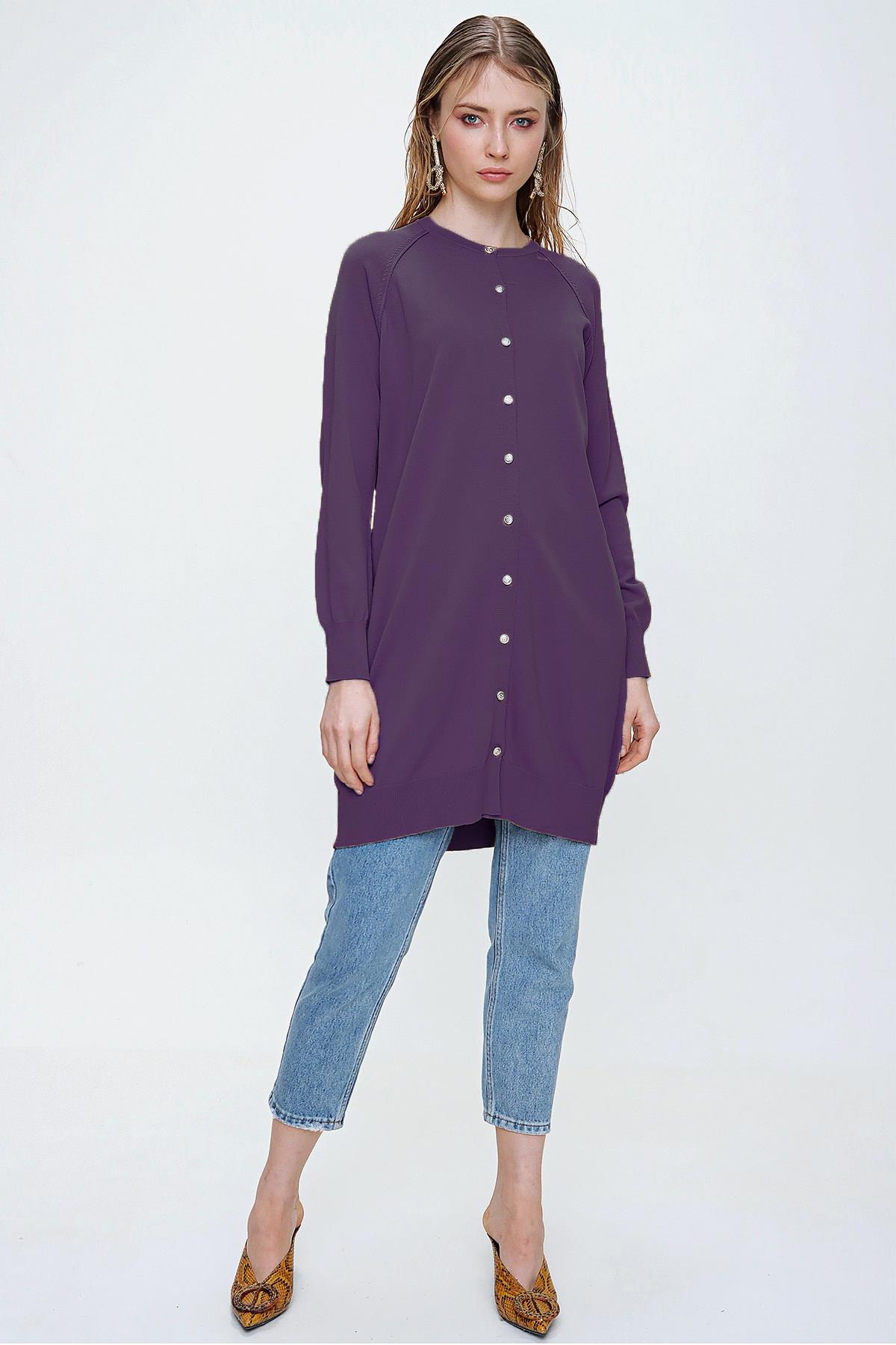 Nuss Merserize Triko Hırka Orta Boy H-300 Mürdüm