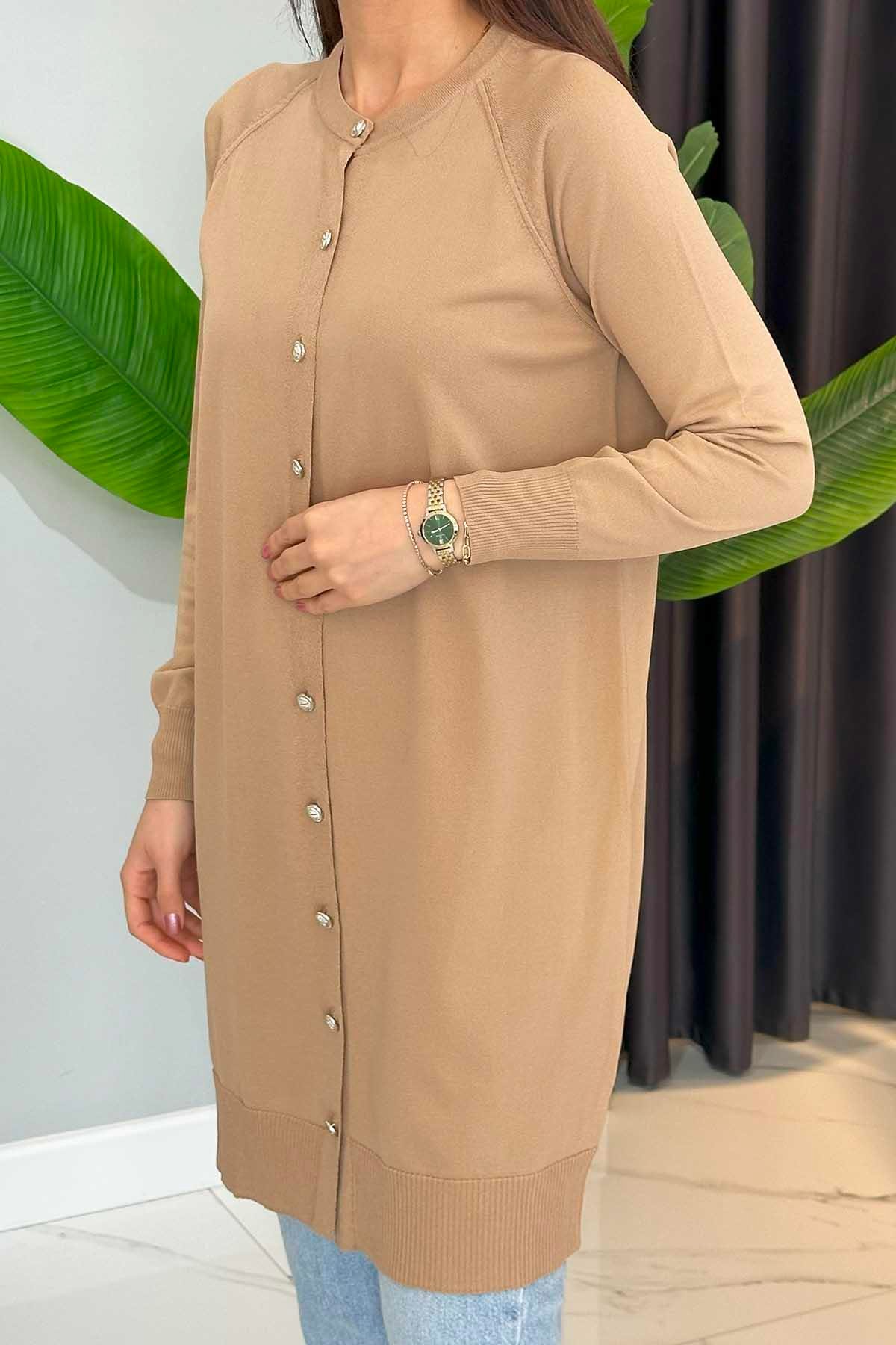 Nuss Merserize Triko Hırka Orta Boy H-300 Mocha