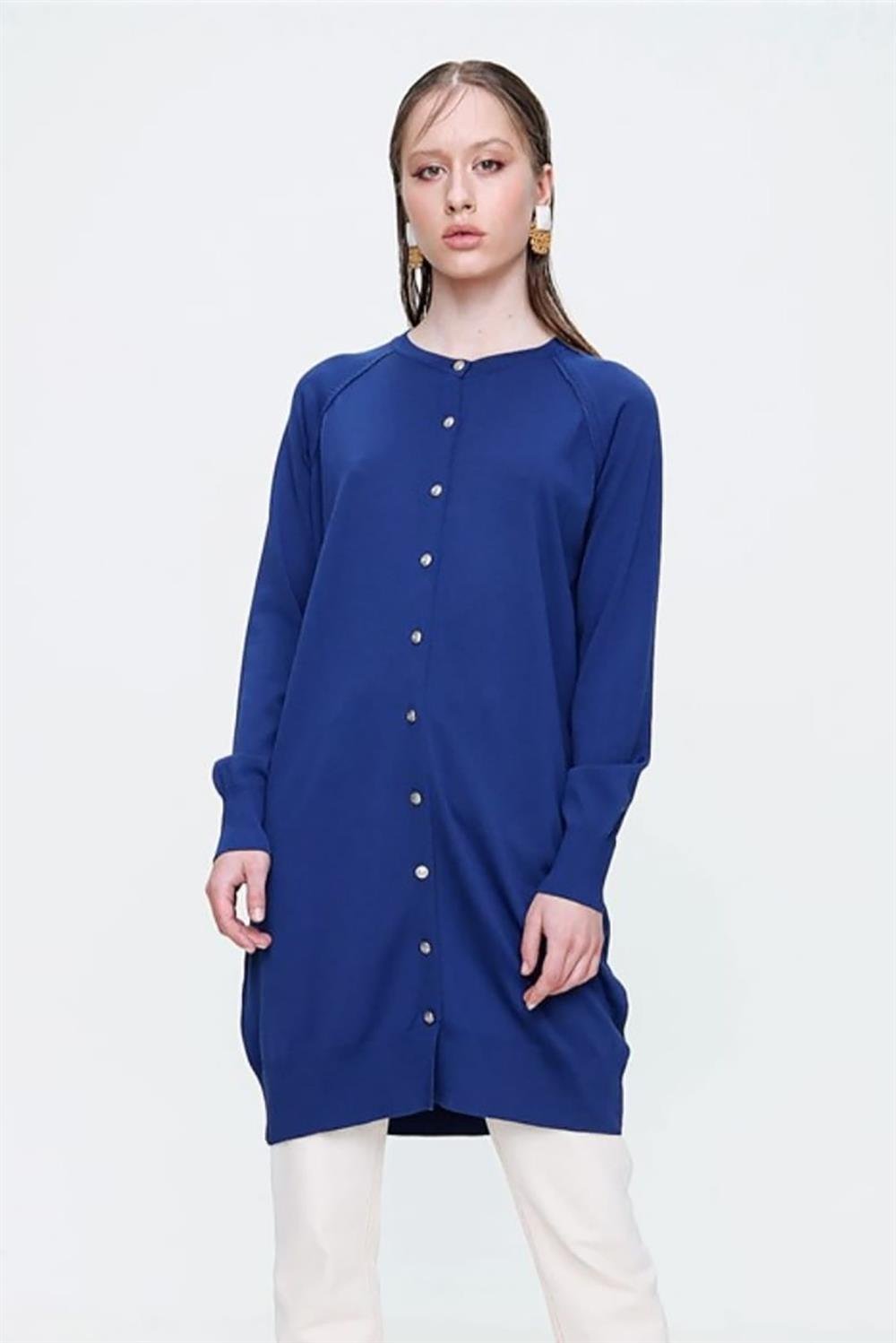 Nuss Merserize Triko Hırka Orta Boy H-300 Saks