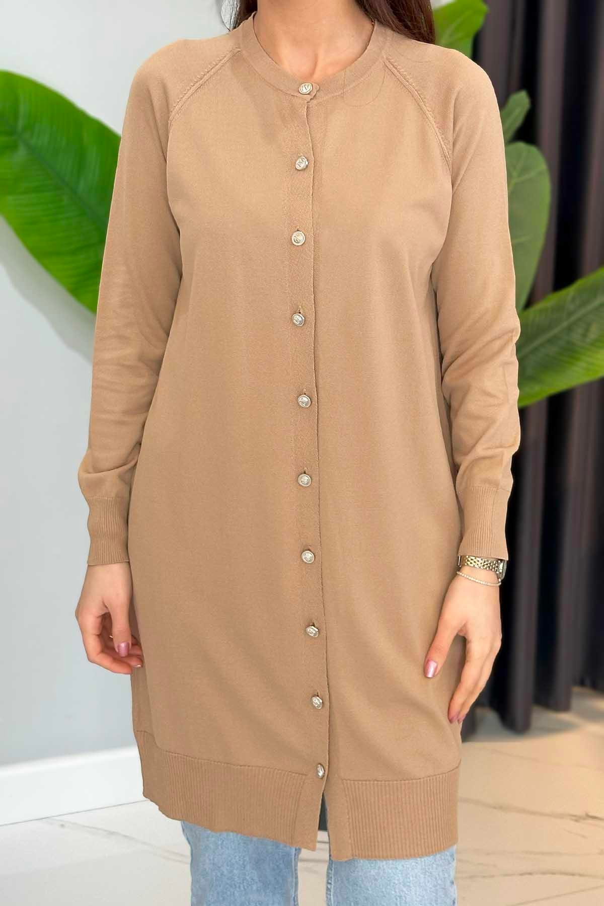 Nuss Merserize Triko Hırka Orta Boy H-300 Mocha