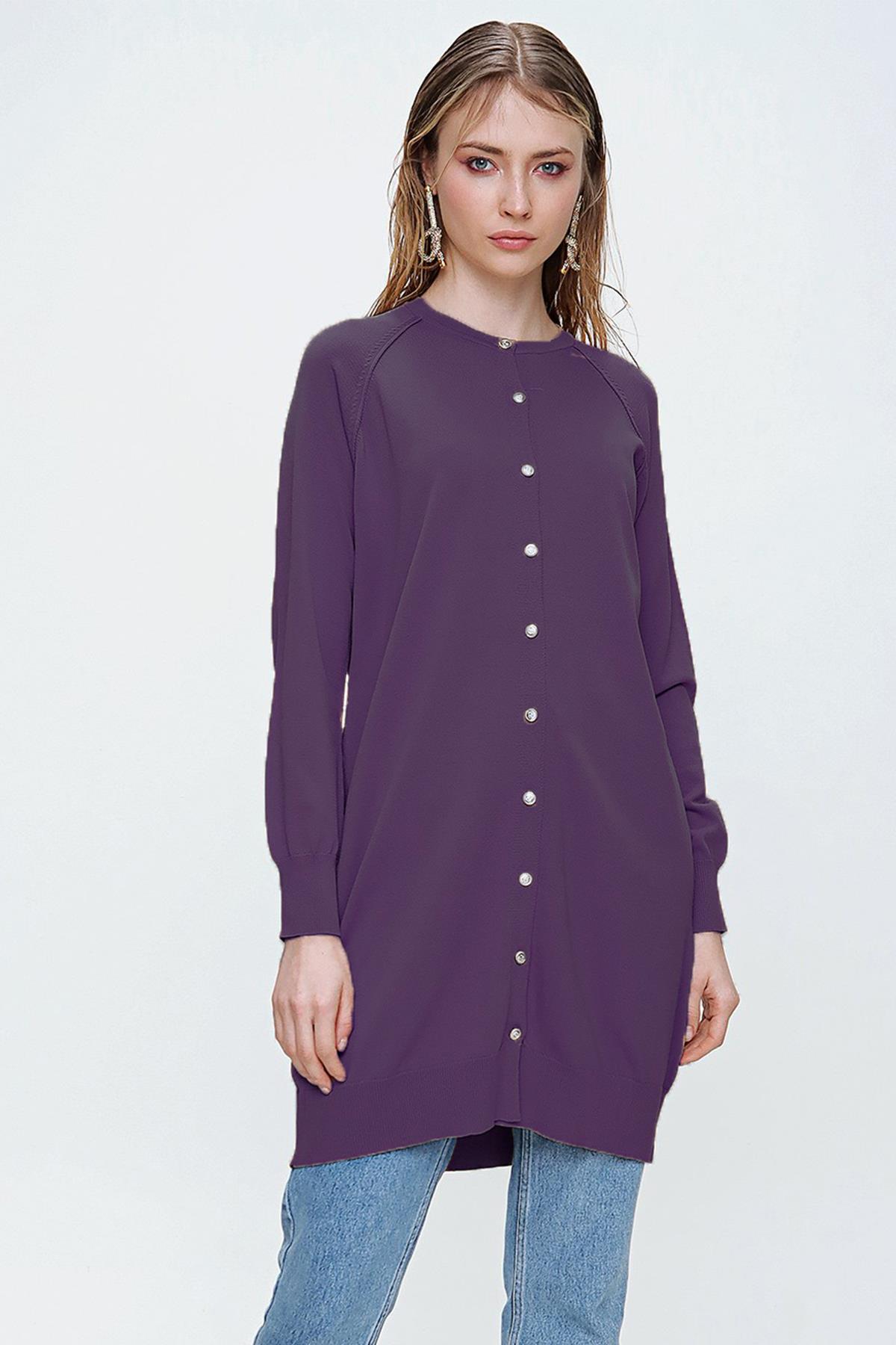 Nuss Merserize Triko Hırka Orta Boy H-300 Mürdüm