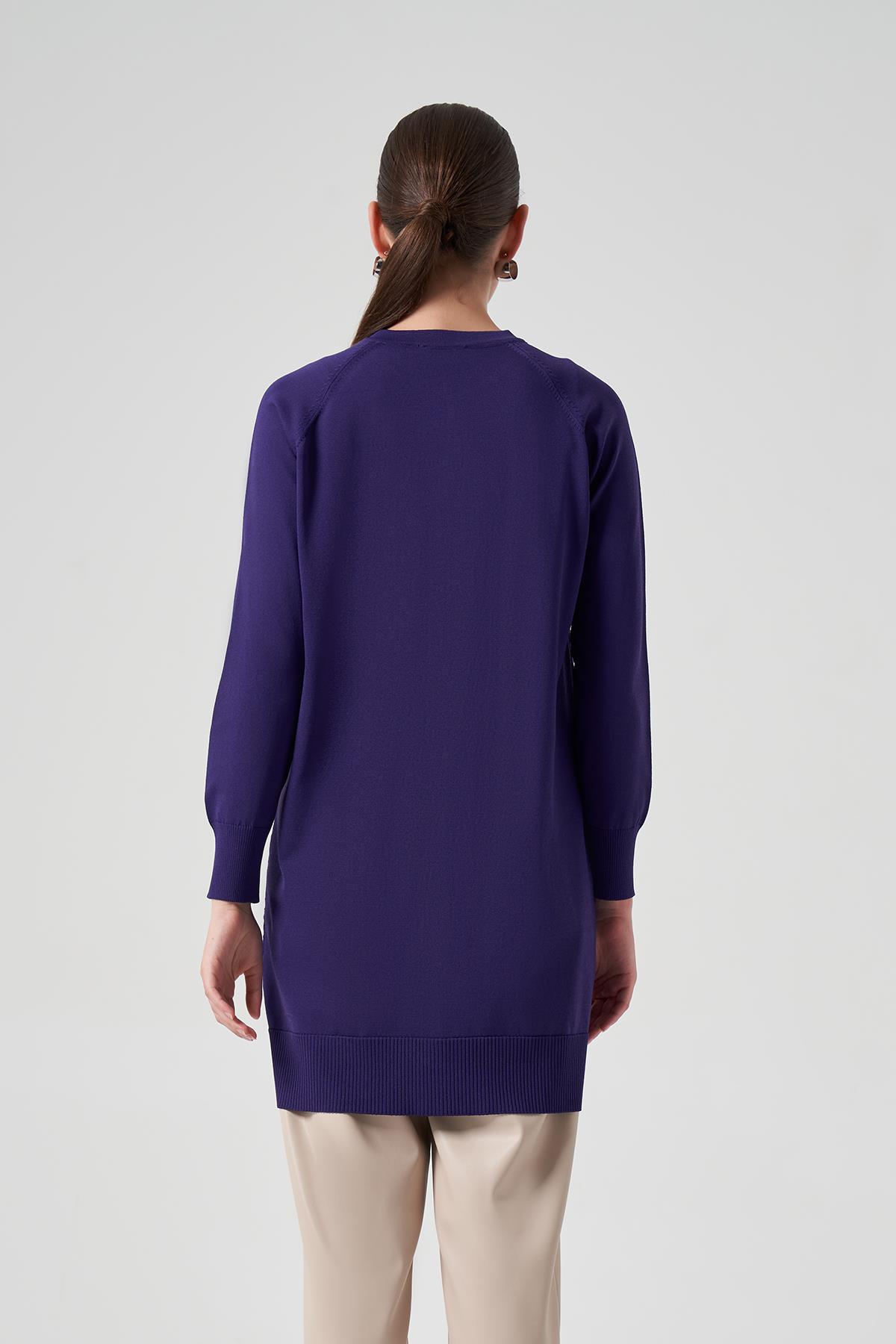 Nuss Merserize Triko Kazayağı Hırka 1111 Mor