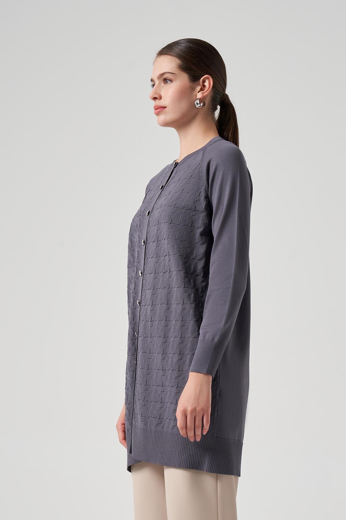 Nuss Merserize Triko Kazayağı Hırka 1111 Füme