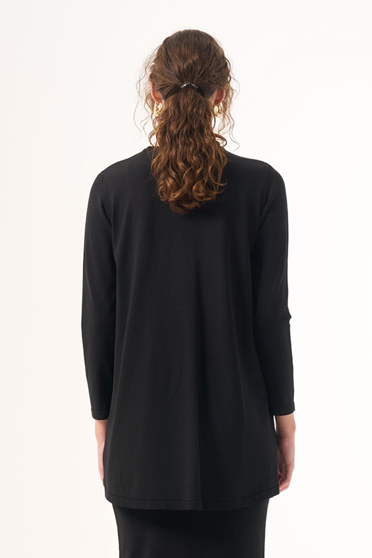 Nuss Merserize Triko Oval Kesim Tunik 029 Siyah