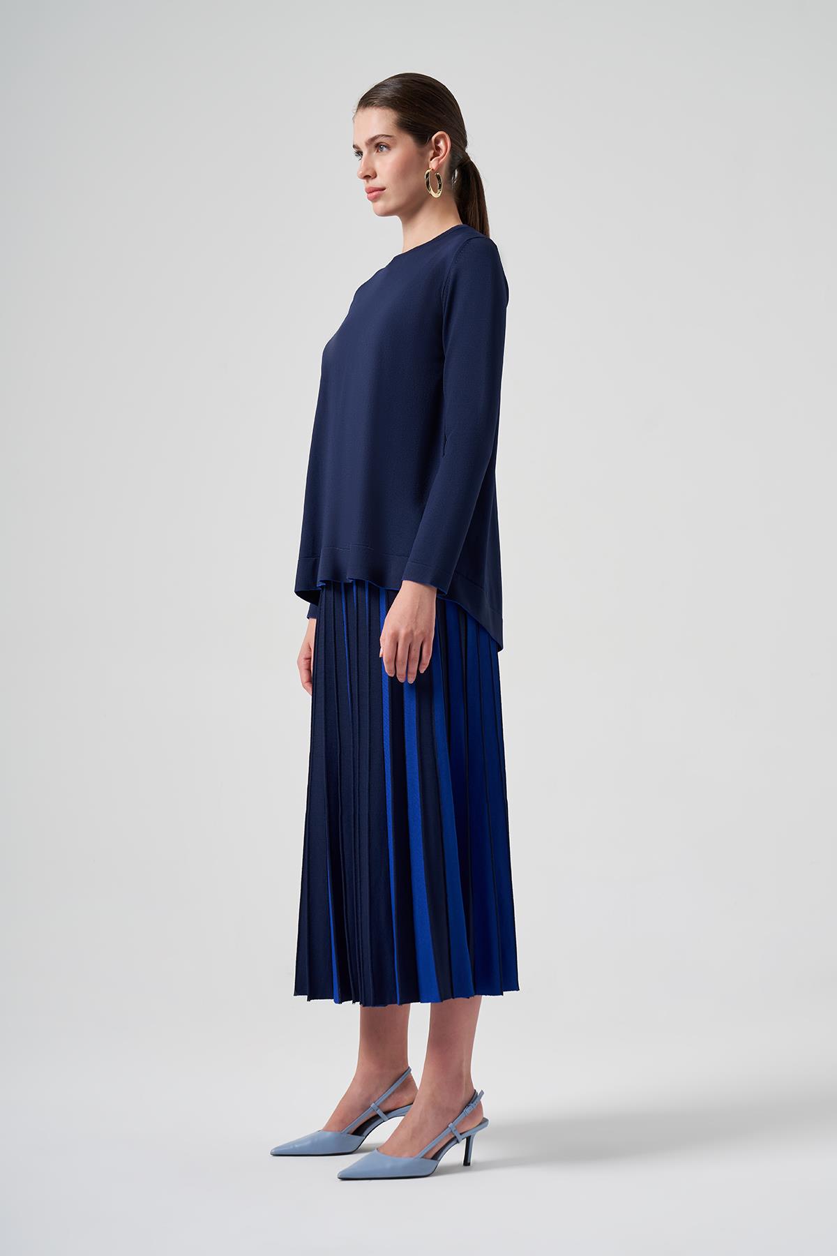 Nuss Merserize Triko Pilise Etekli Takım 1312 Lacivert