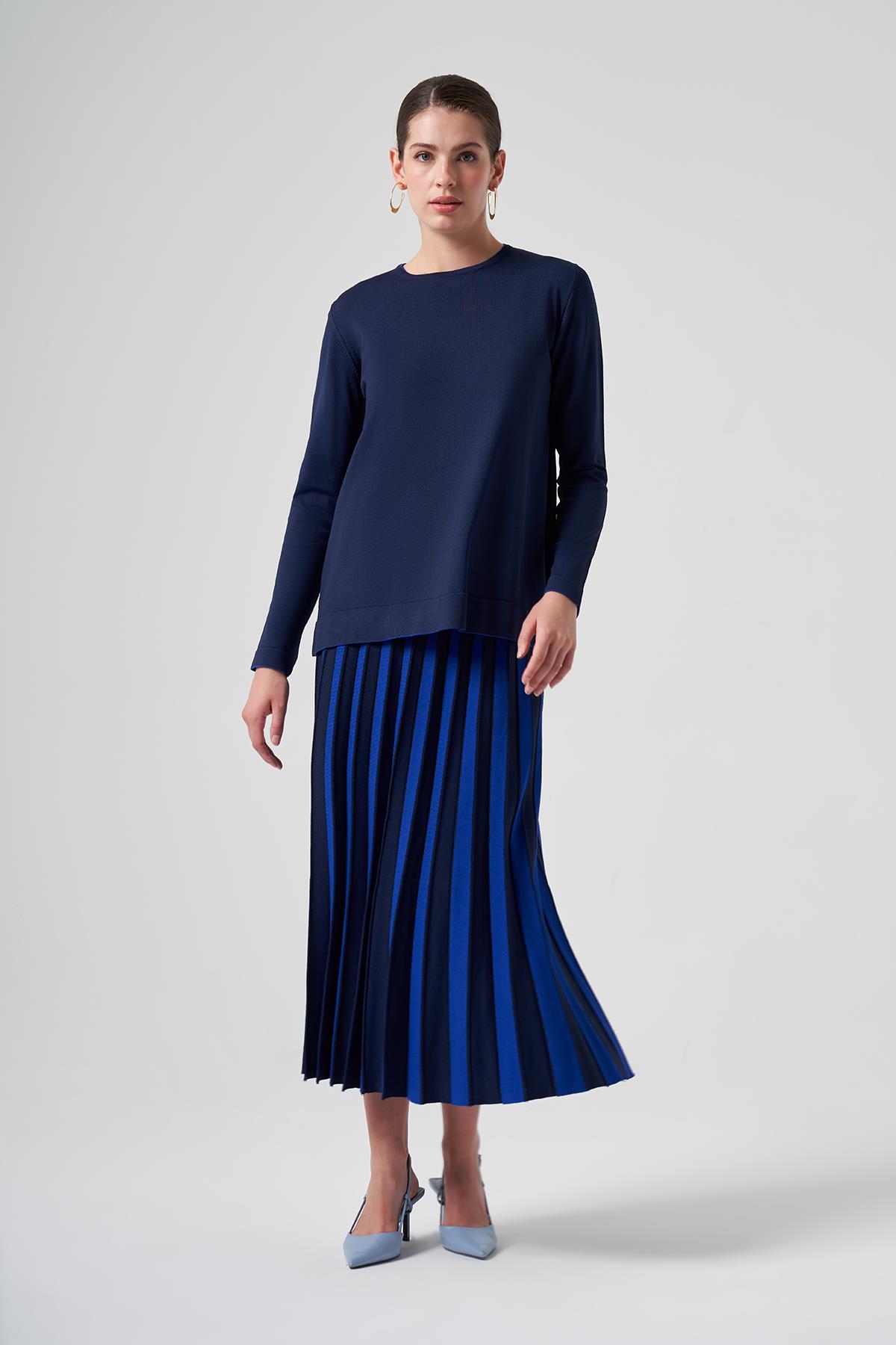 Nuss Merserize Triko Pilise Etekli Takım 1312 Lacivert