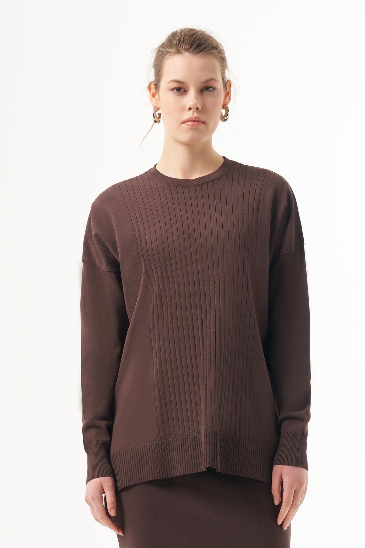 Nuss Merserize Tunik Bluz 1303 Kahve