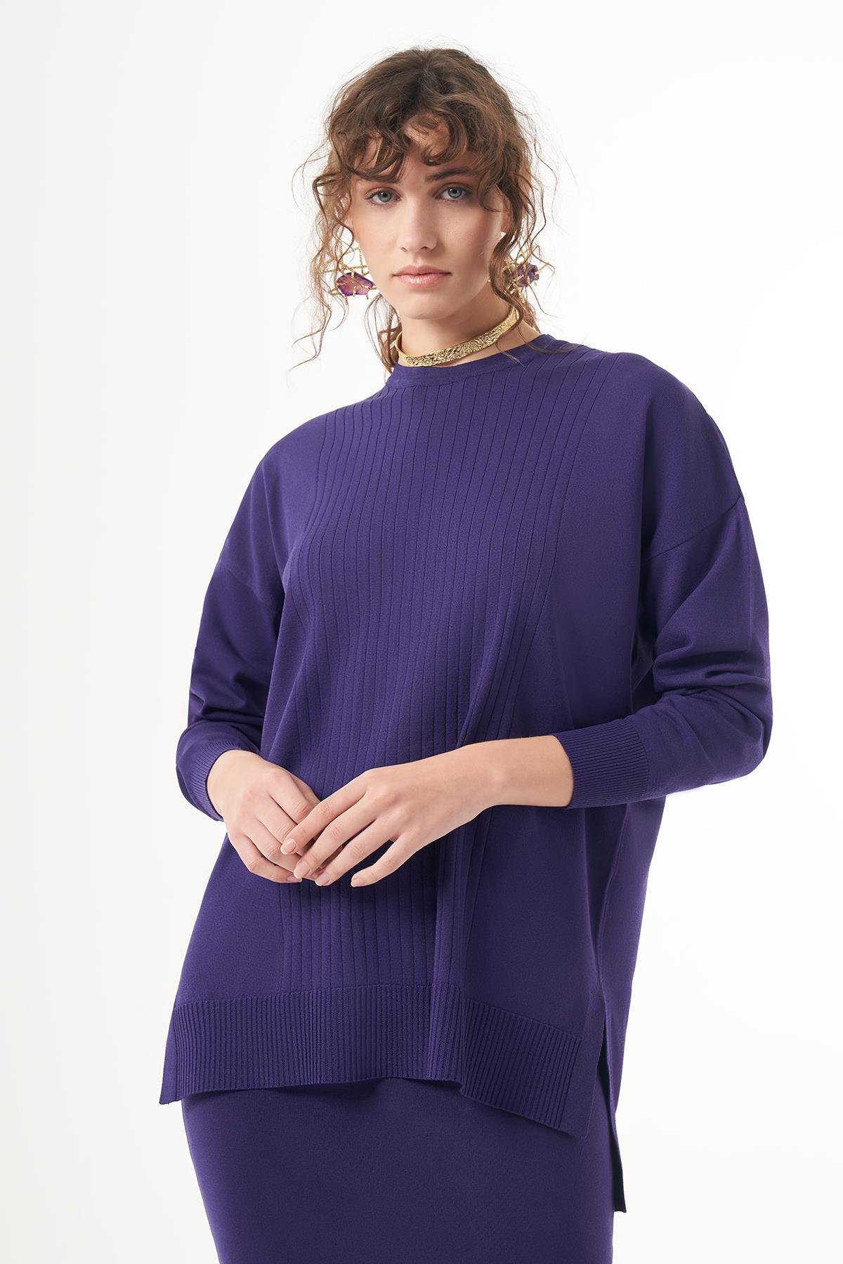 Nuss Merserize Tunik Bluz 1303 Mor