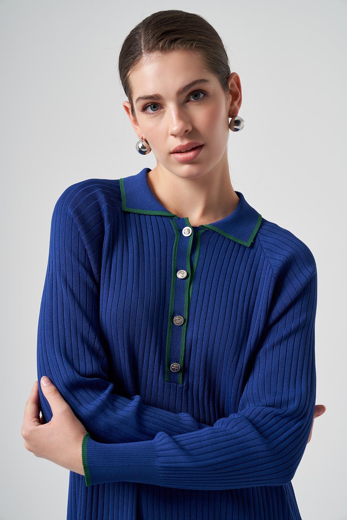 Nuss Merserize Yaka Detay Elbise 1410 Saks