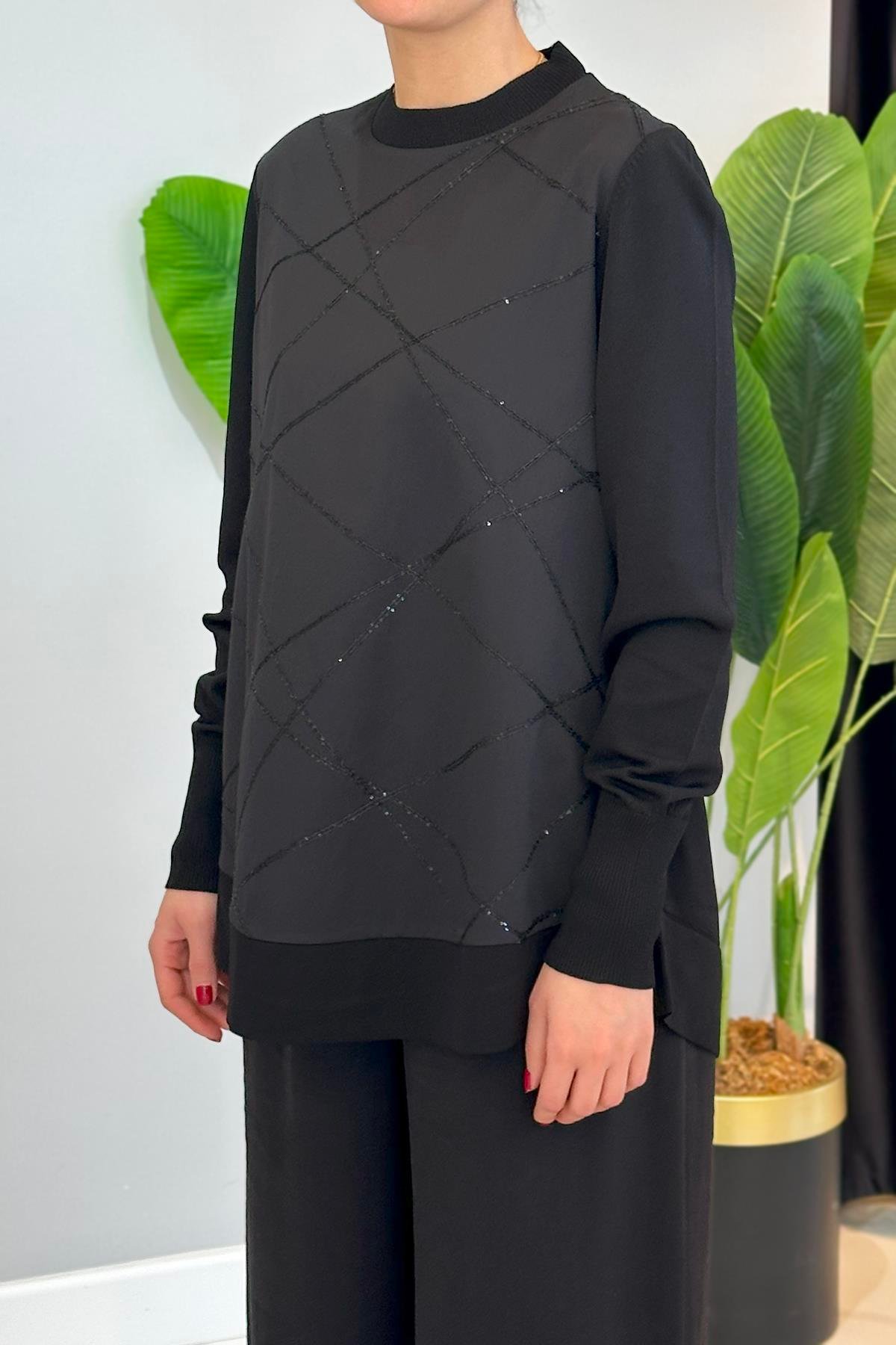 Nuss Oval Kesim Tunik 3010 Siyah