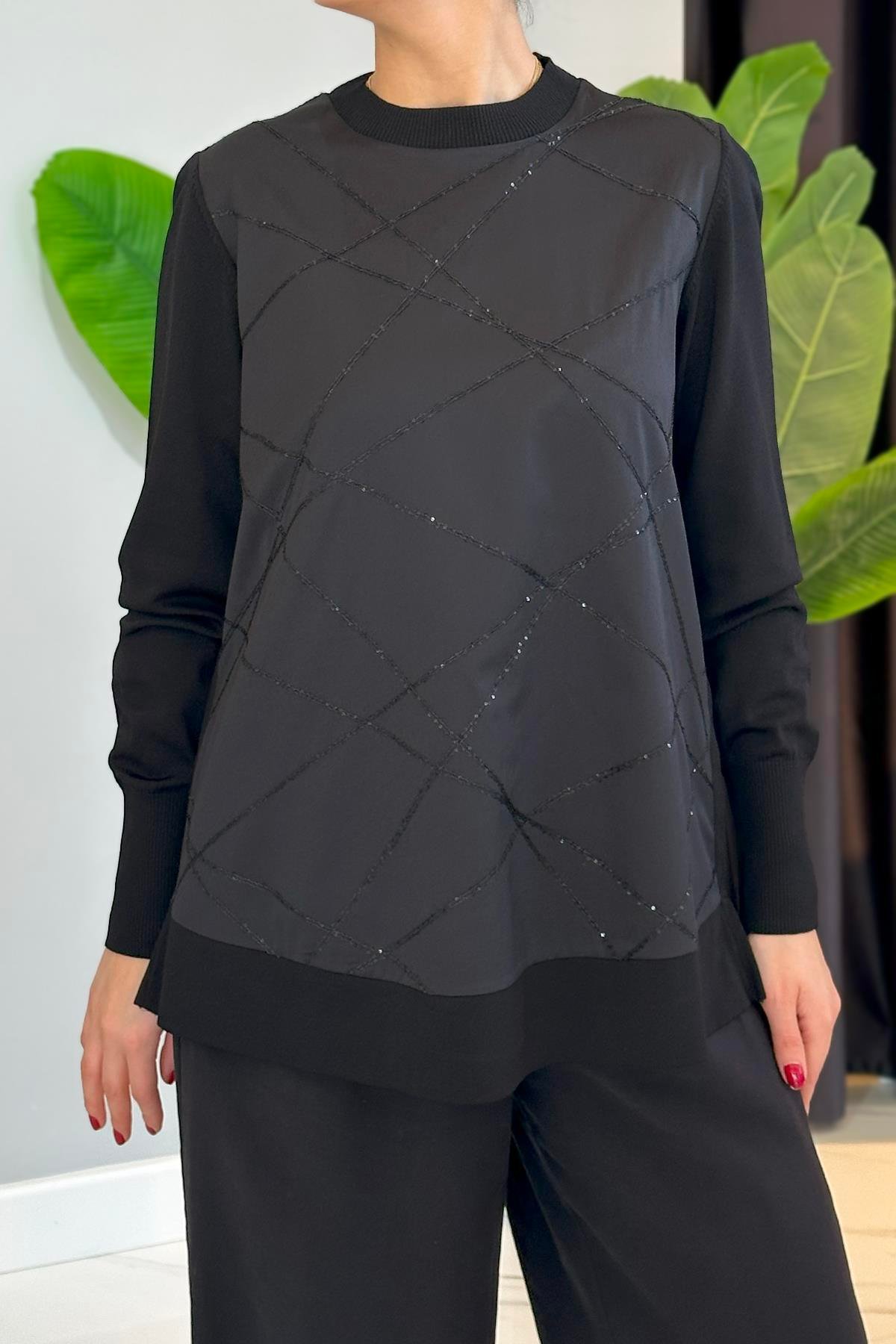 Nuss Oval Kesim Tunik 3010 Siyah