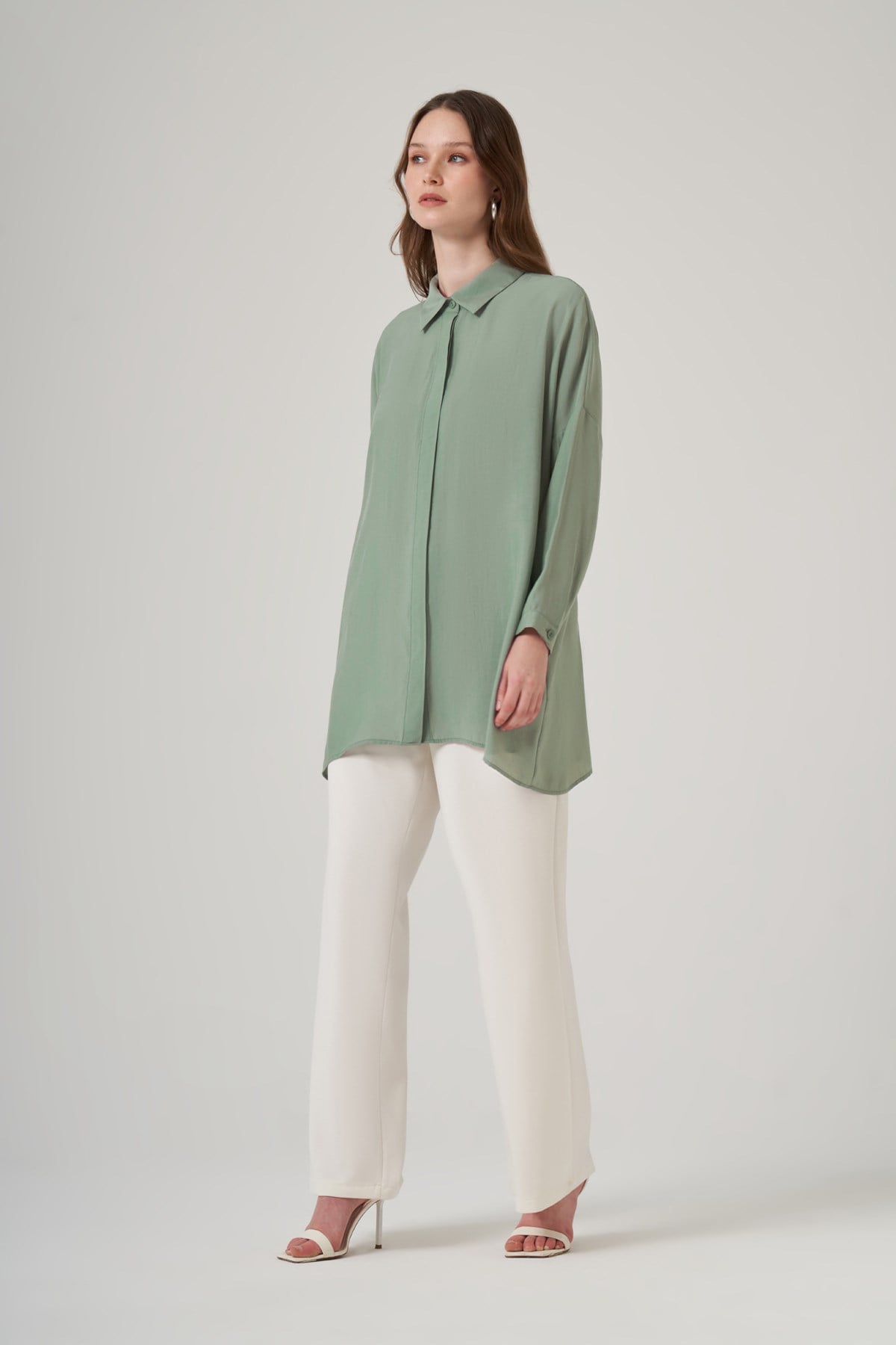 Nuss Oversize Basic Yazlık Gömlek 3001 Küf Yeşili