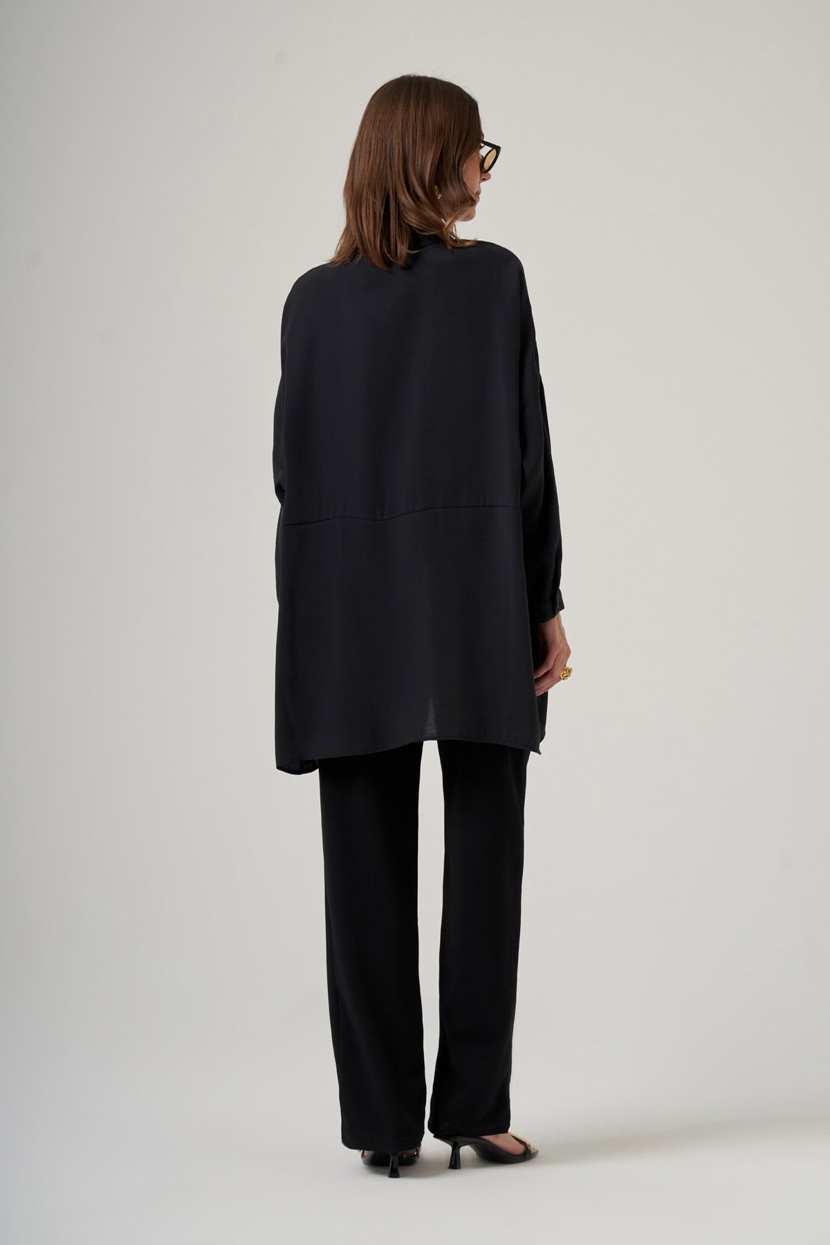 Nuss Oversize Basic Yazlık Gömlek 3001 Siyah