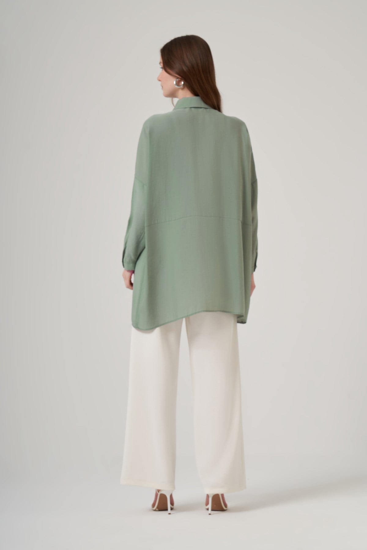 Nuss Oversize Basic Yazlık Gömlek 3001 Küf Yeşili