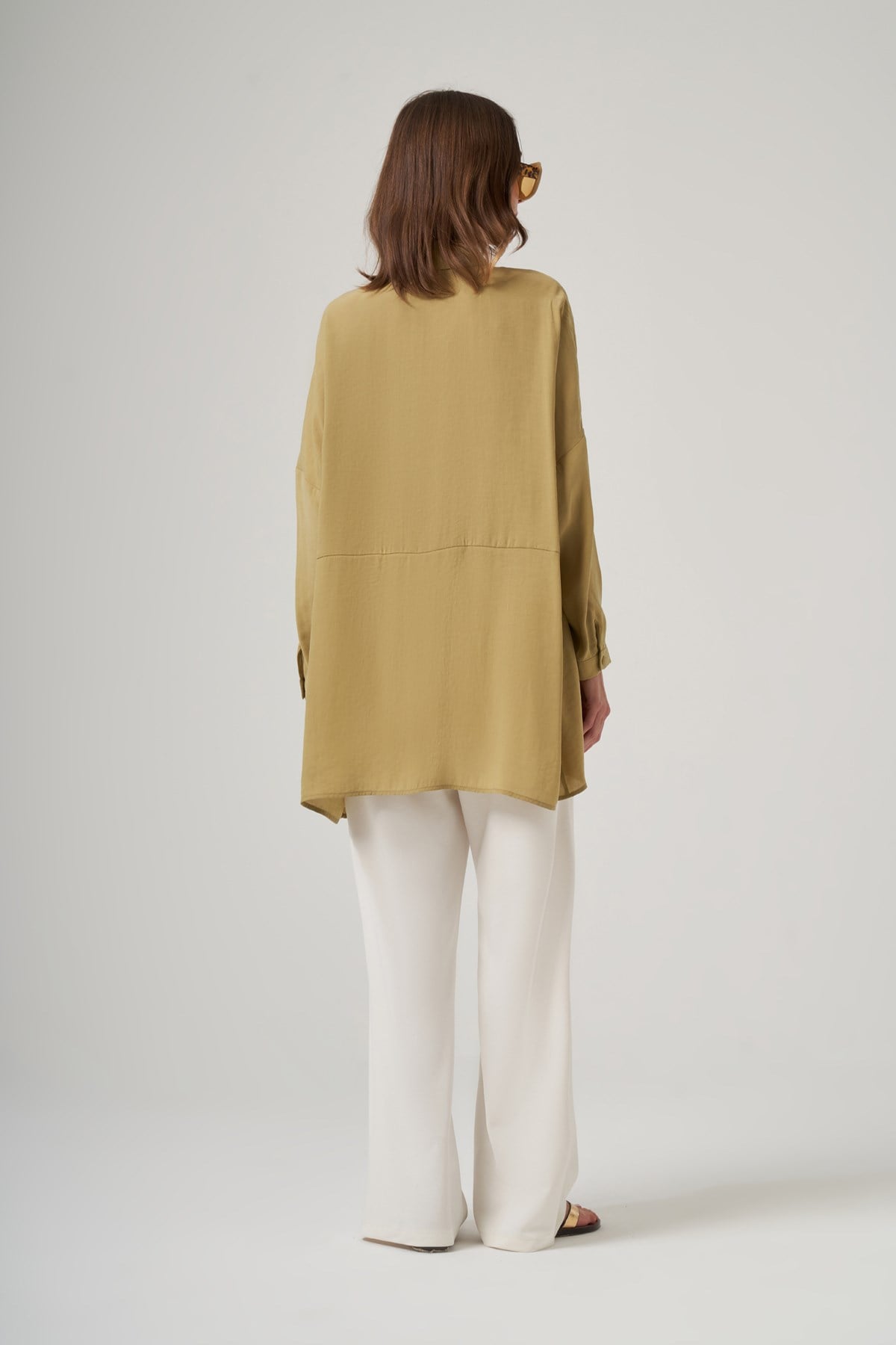 Nuss Oversize Basic Yazlık Gömlek 3001 Oliv