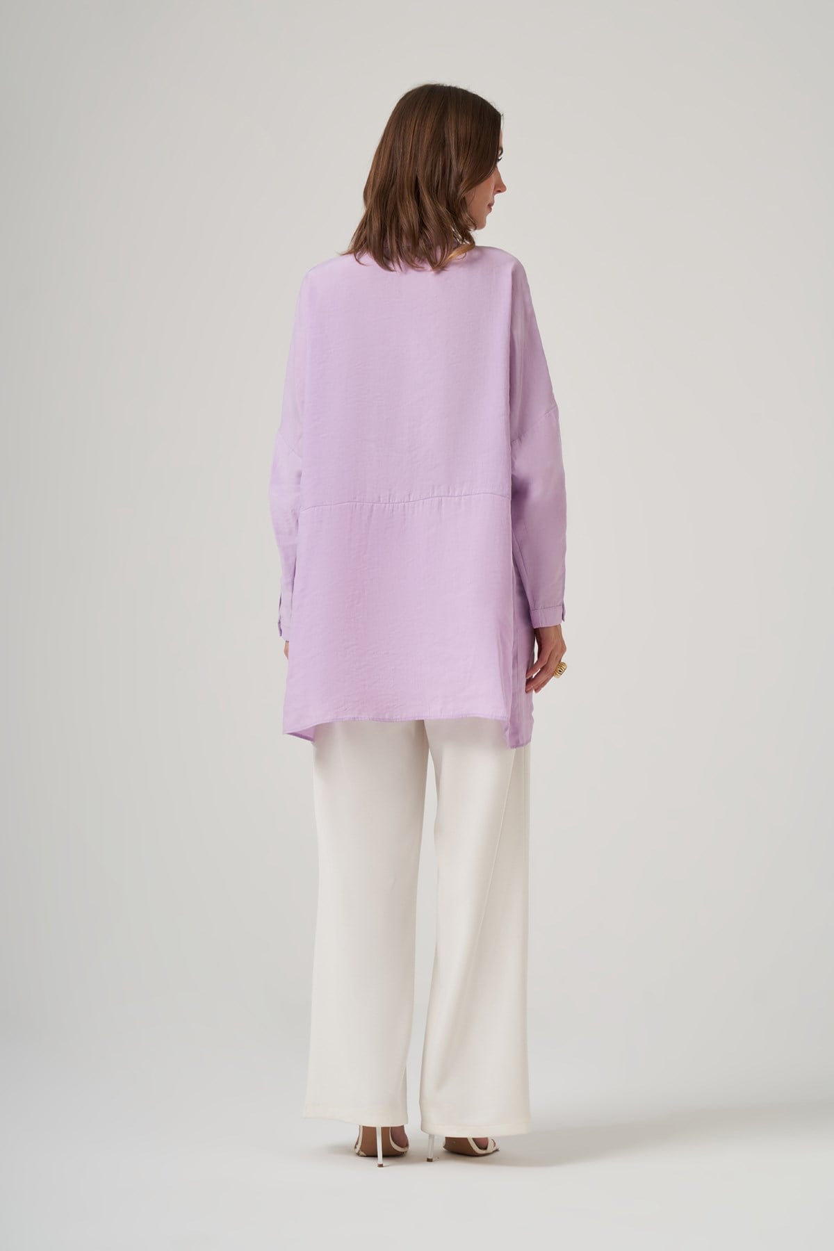 Nuss Oversize Basic Yazlık Gömlek 3001 Lila