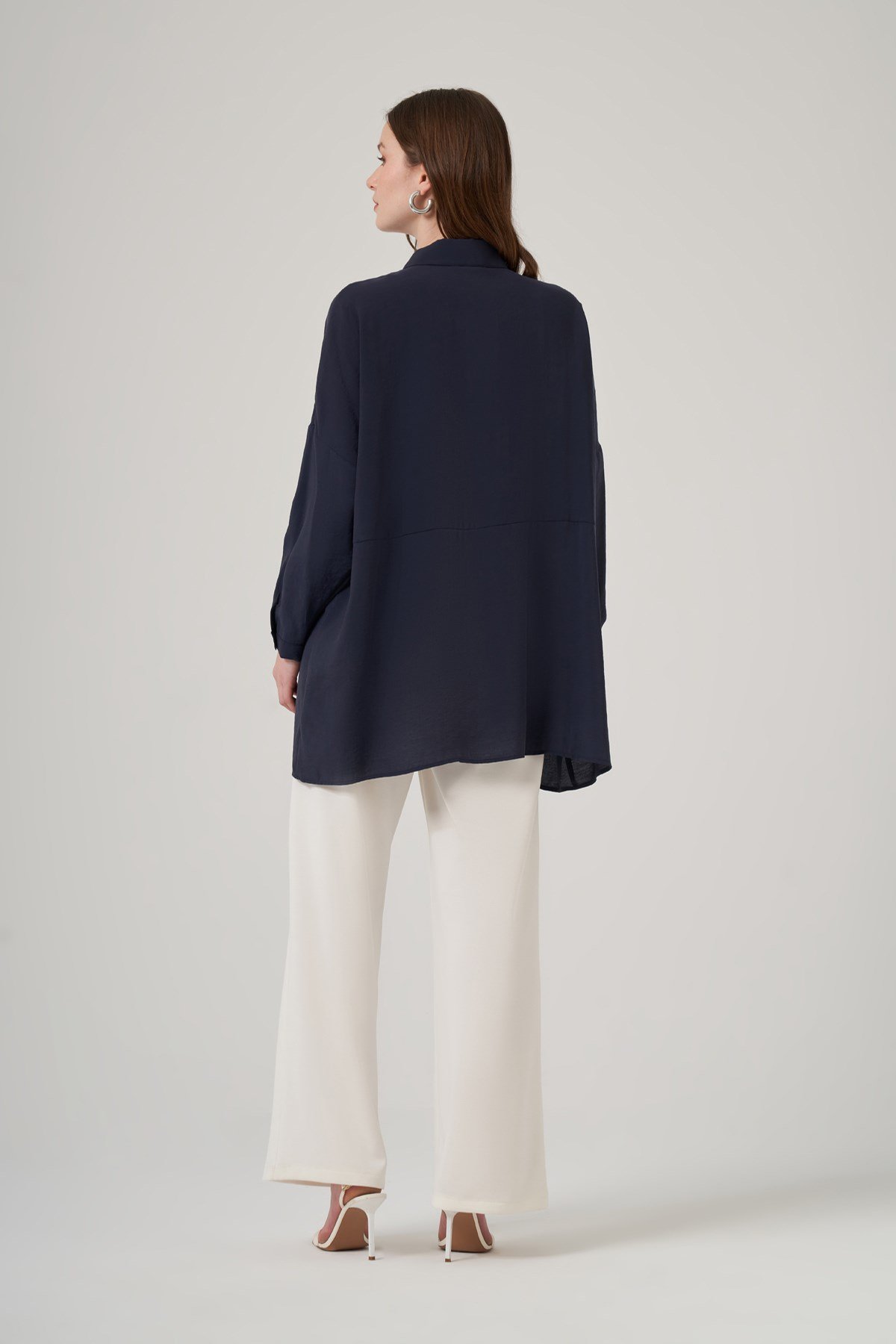 Nuss Oversize Basic Yazlık Gömlek 3001 Navy Lacivert