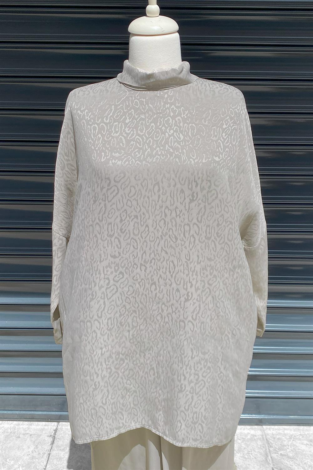 Nuss Pantolonlu Leopar Detaylı Takım 5005 Taş Rengi
