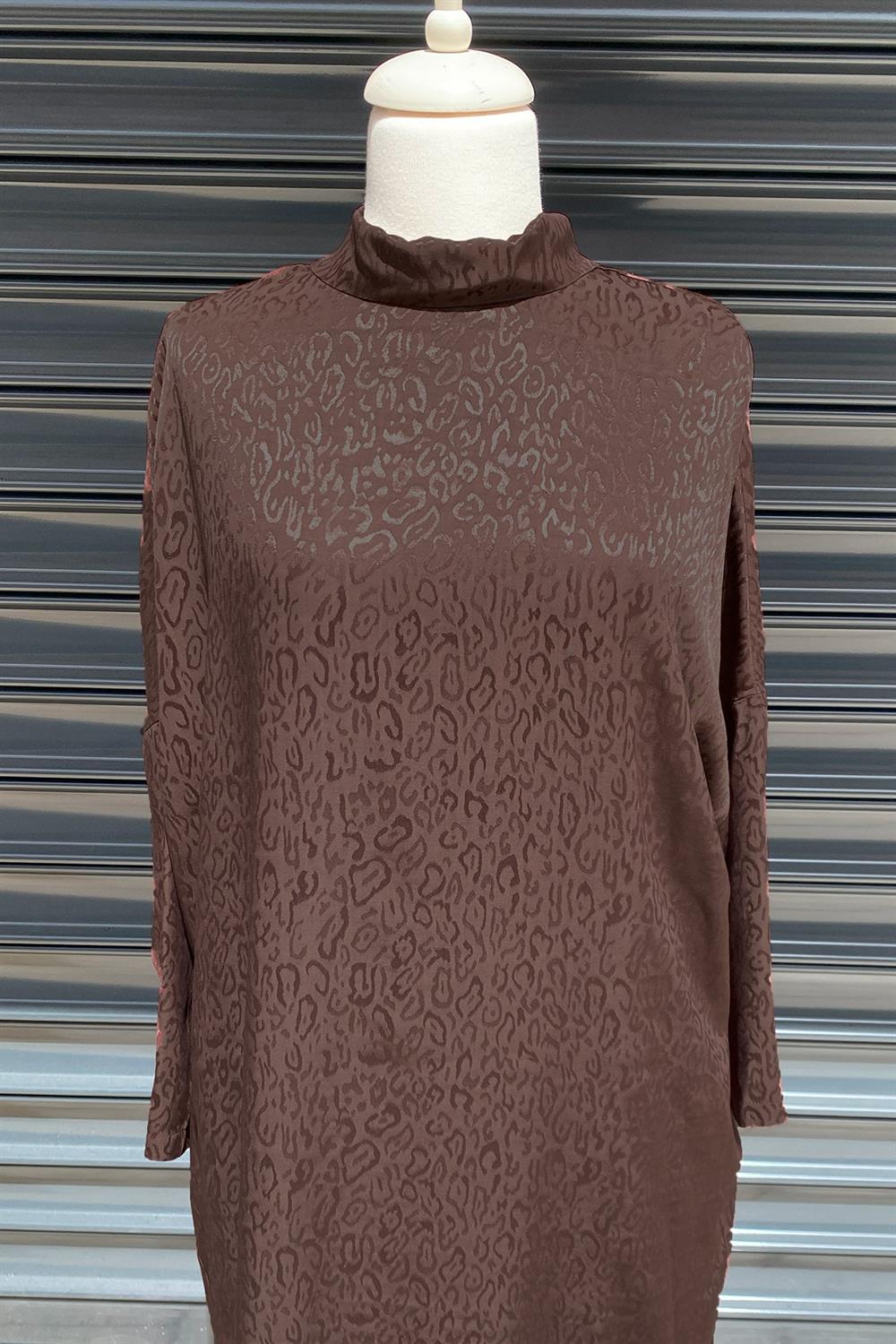 Nuss Pantolonlu Leopar Detaylı Takım 5005 Kahverengi