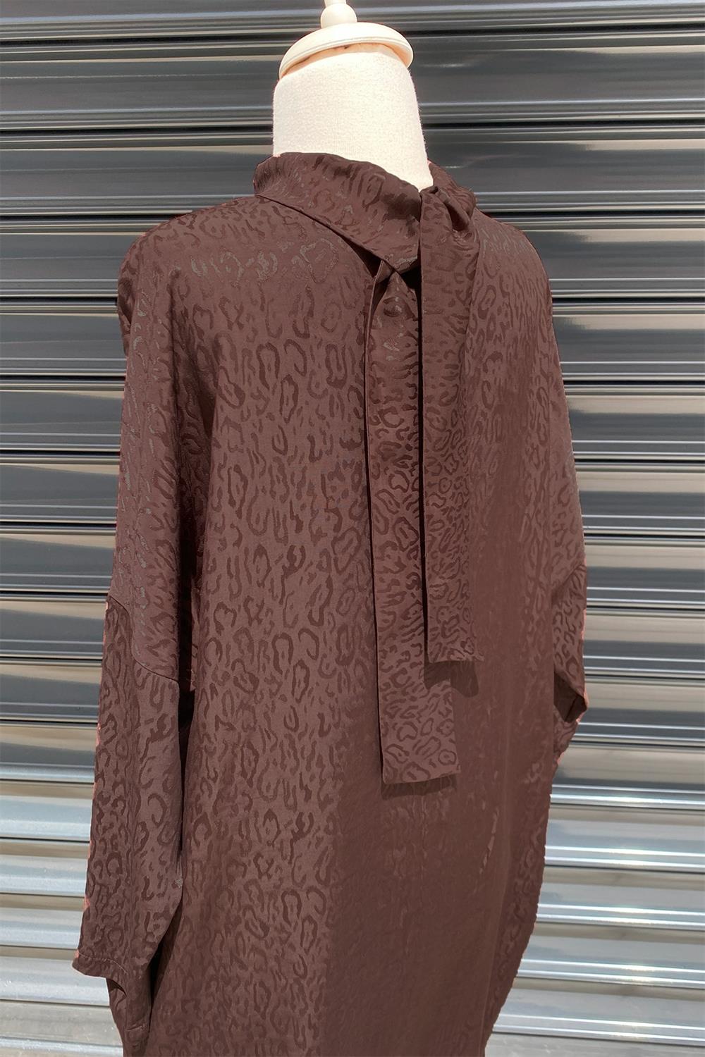 Nuss Pantolonlu Leopar Detaylı Takım 5005 Kahverengi