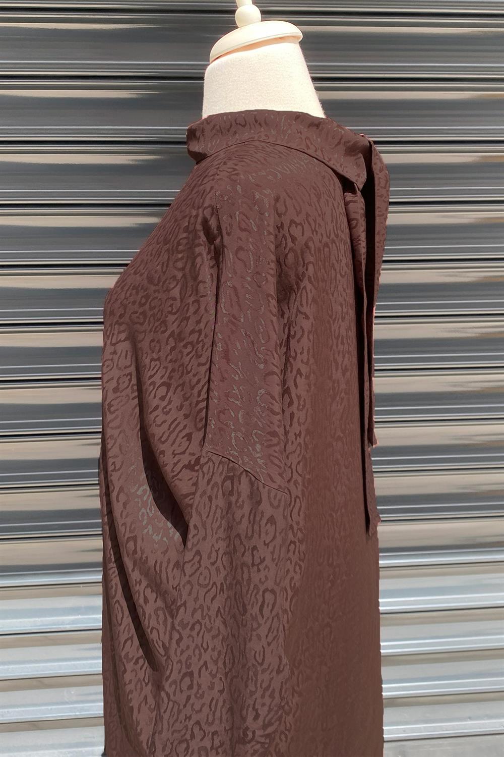 Nuss Pantolonlu Leopar Detaylı Takım 5005 Kahverengi