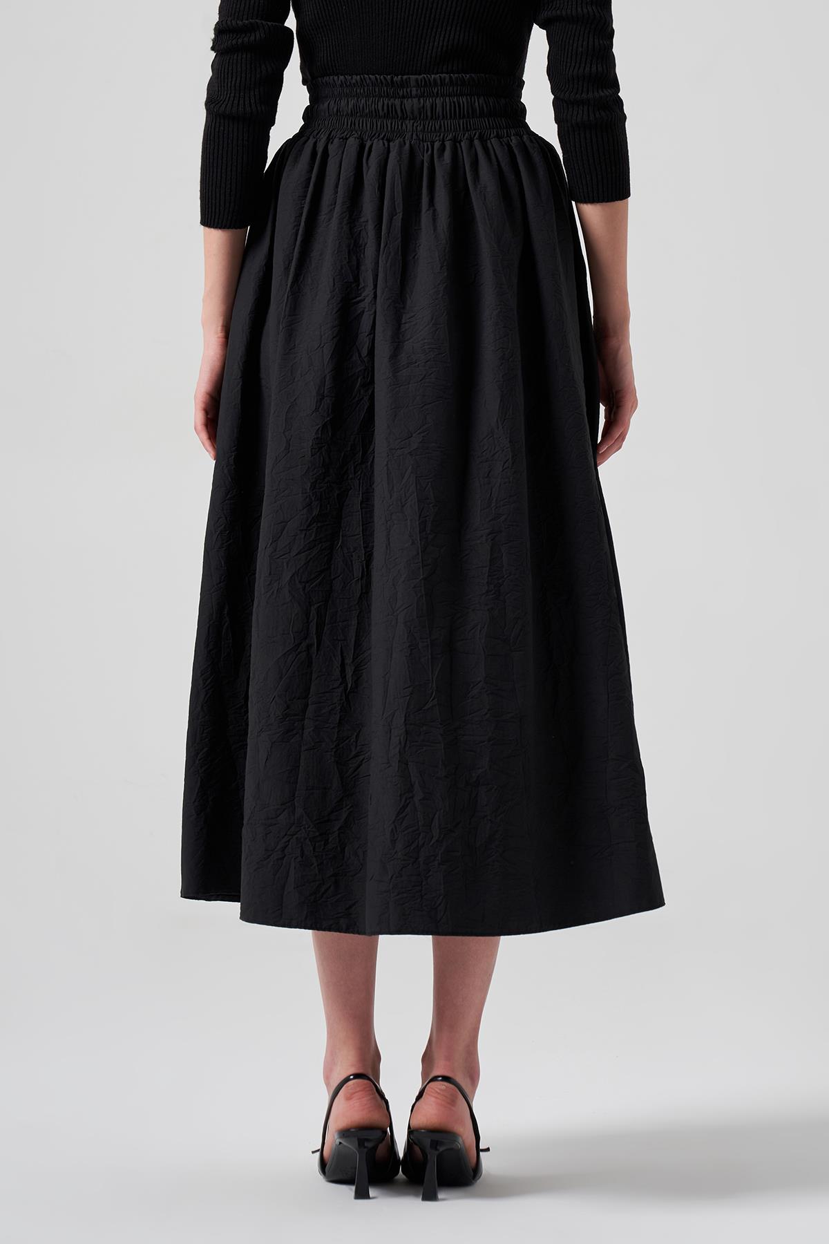 Nuss Paraşüt Beli Lastikli Etek 8004 Siyah