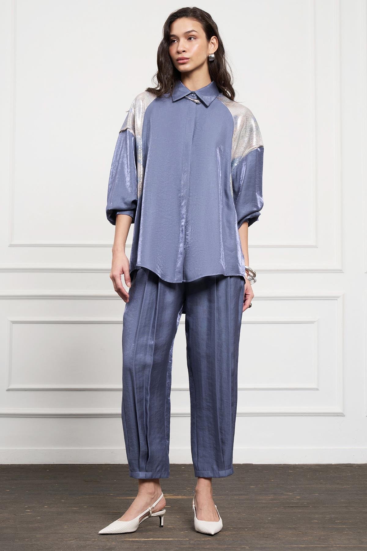 Nuss Payet Detay Pantolonlu Takım 1032 İndigo