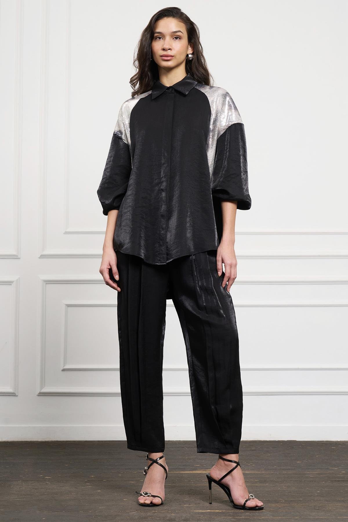 Nuss Payet Detay Pantolonlu Takım 1032 Siyah 