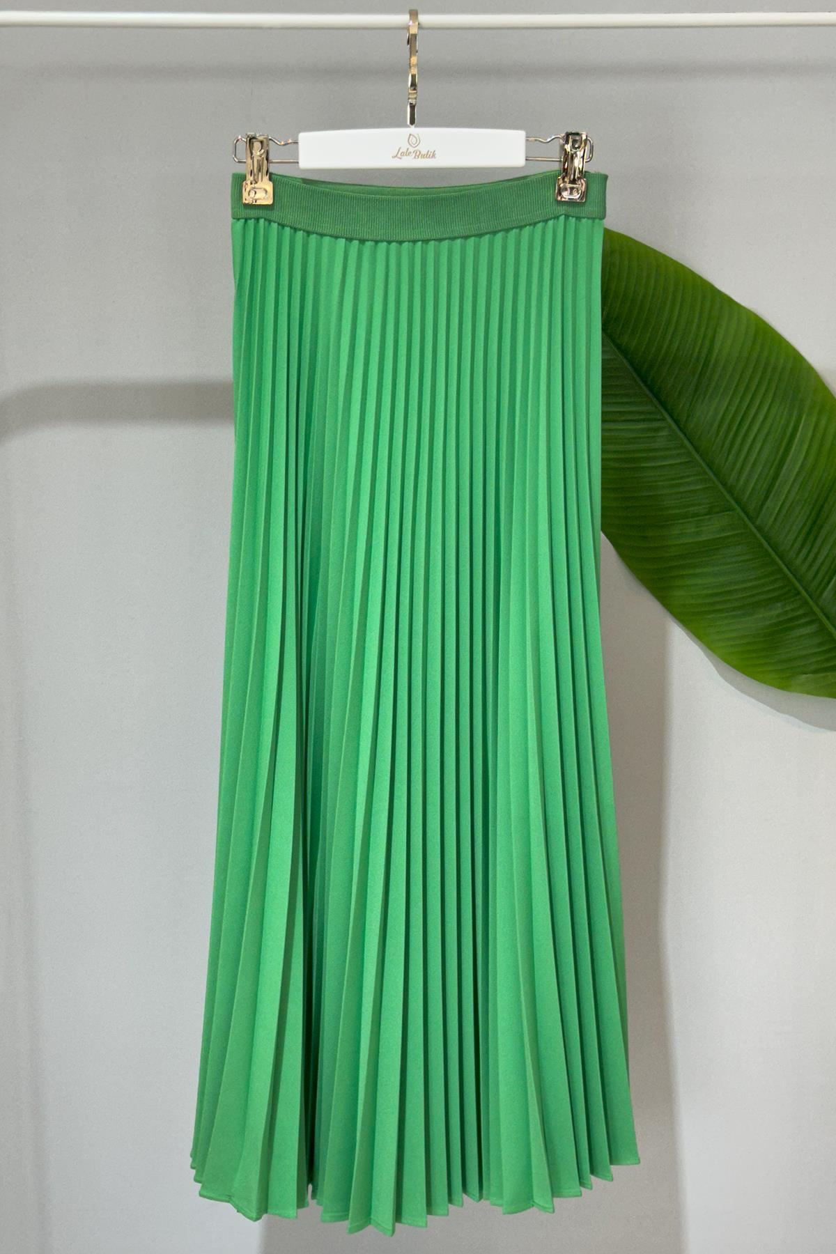 Nuss Plise Etek 8001 Yeşil