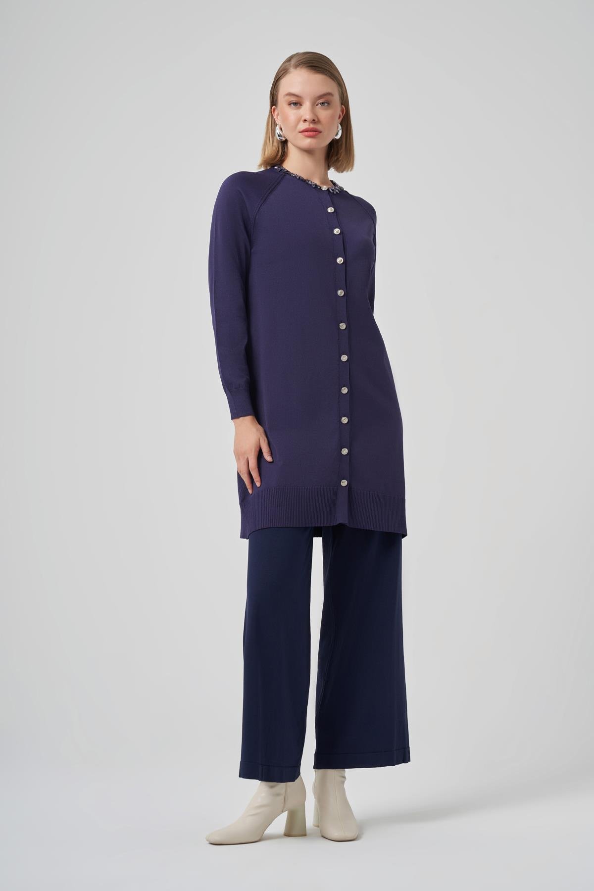 Nuss Taş Detay Hırka 300-T Lacivert