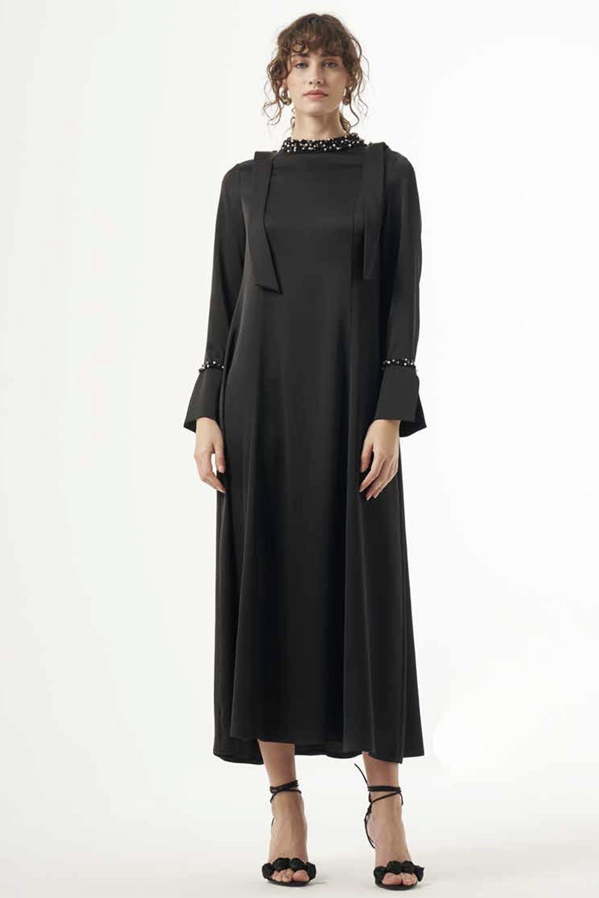 Nuss Taş Detaylı Elbise 2015 Siyah