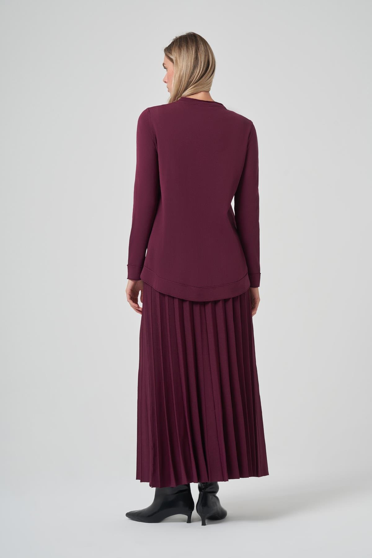 Nuss Taş İşleme Detay Triko Takım 1351 Bordo