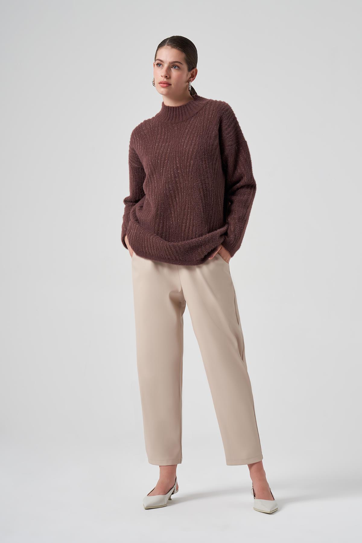 Nuss Triko Kazak Tunik 7005 Kahverengi