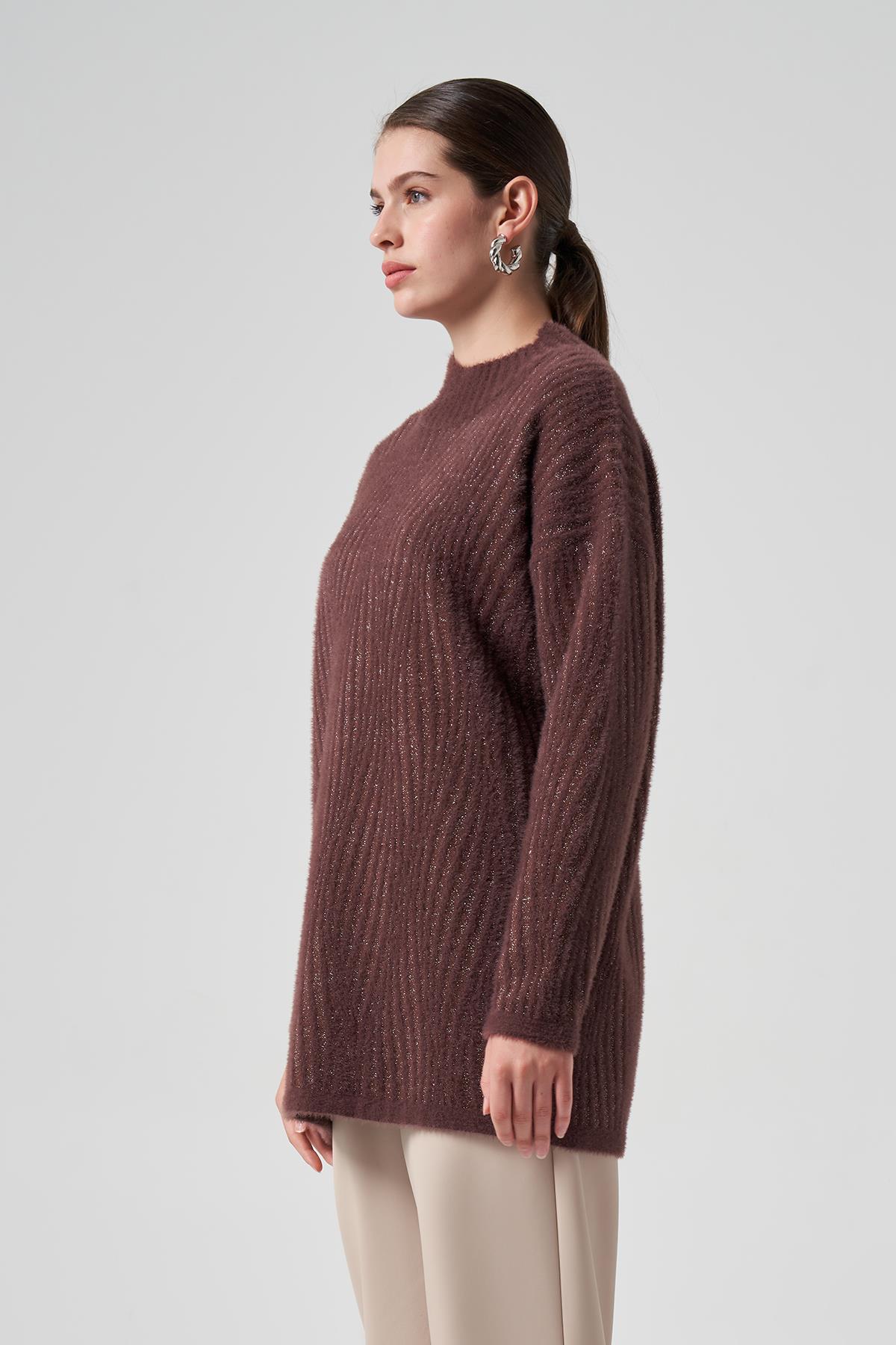 Nuss Triko Kazak Tunik 7005 Kahverengi