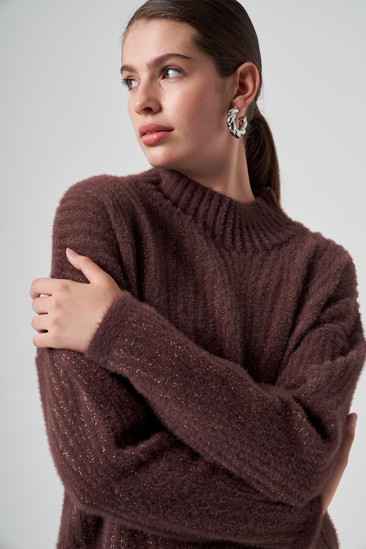 Nuss Triko Kazak Tunik 7005 Kahverengi