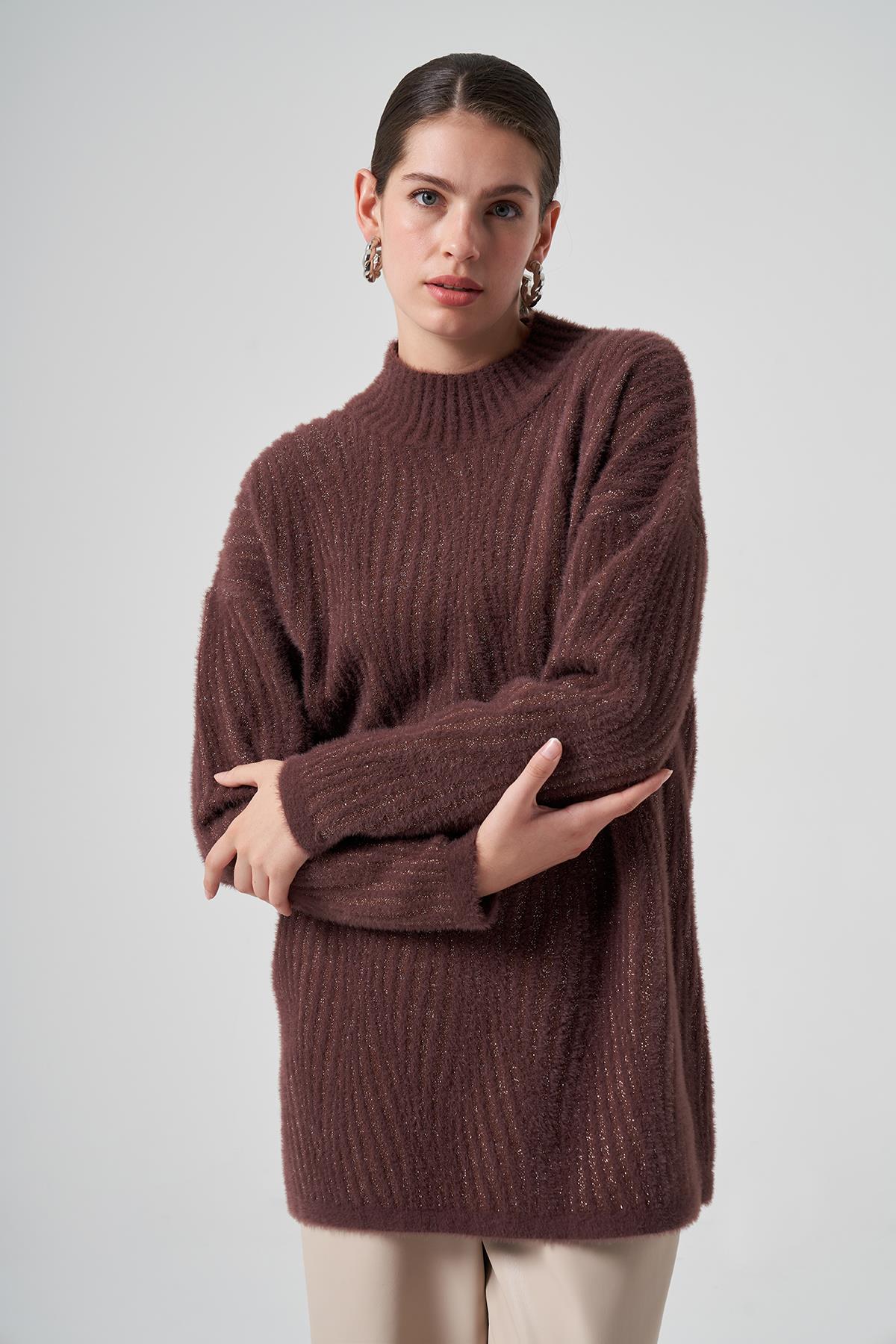 Nuss Triko Kazak Tunik 7005 Kahverengi