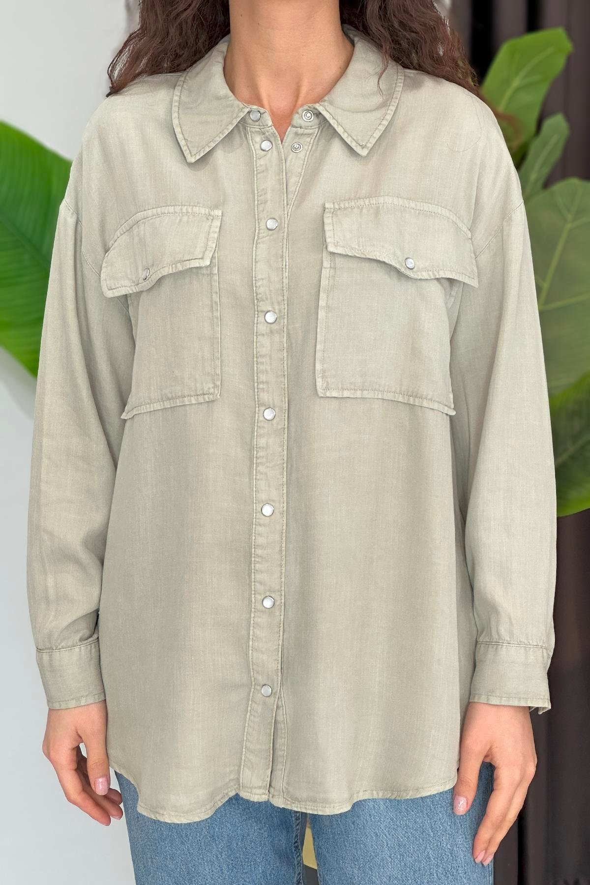 Oversize Gömlek 34177 Haki