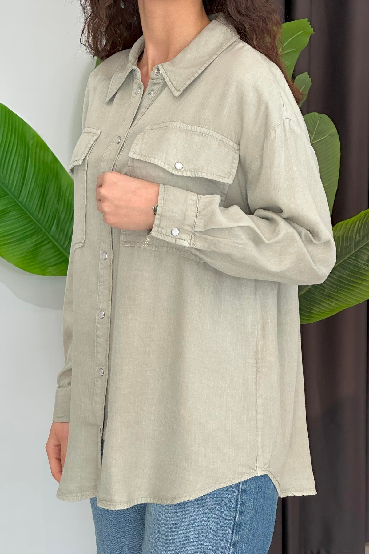 Oversize Gömlek 34177 Haki