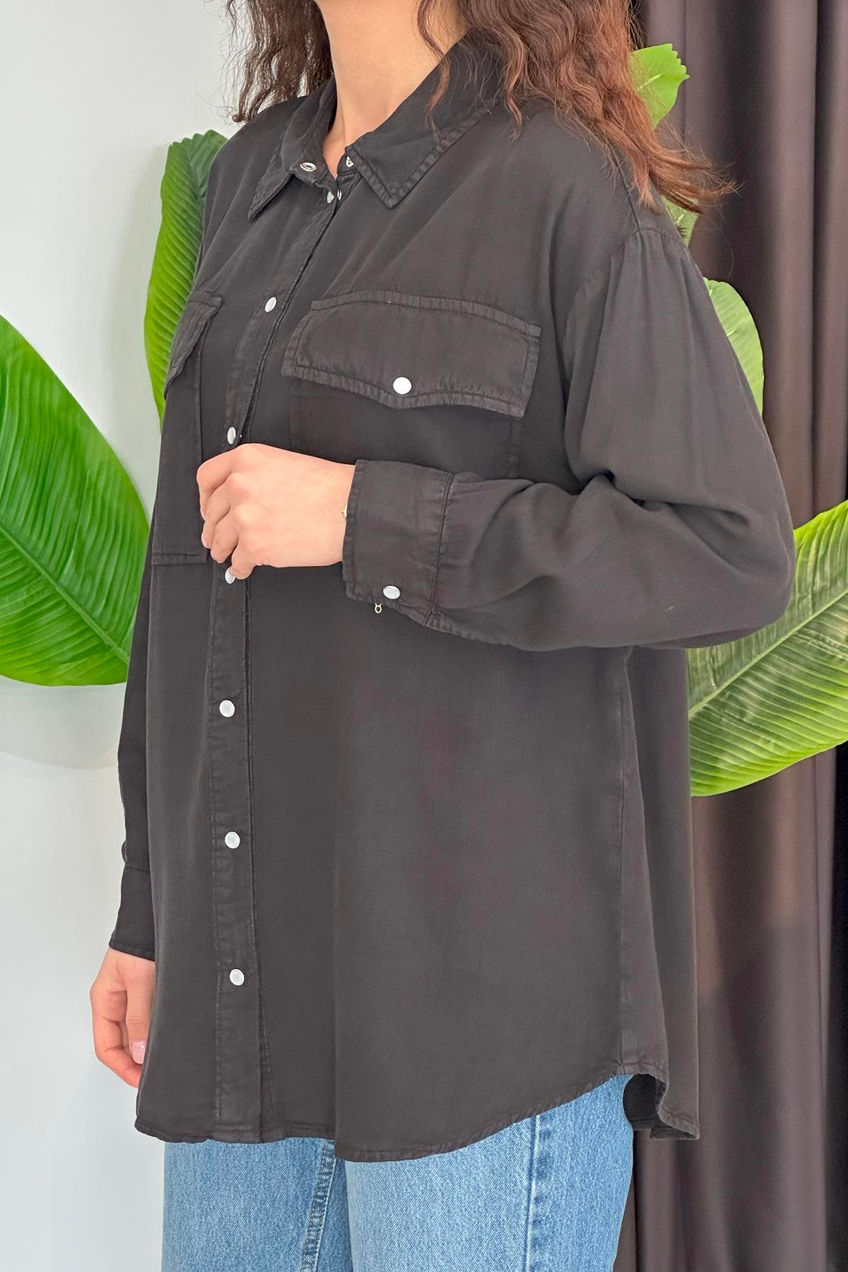 Oversize Gömlek 34177 Siyah