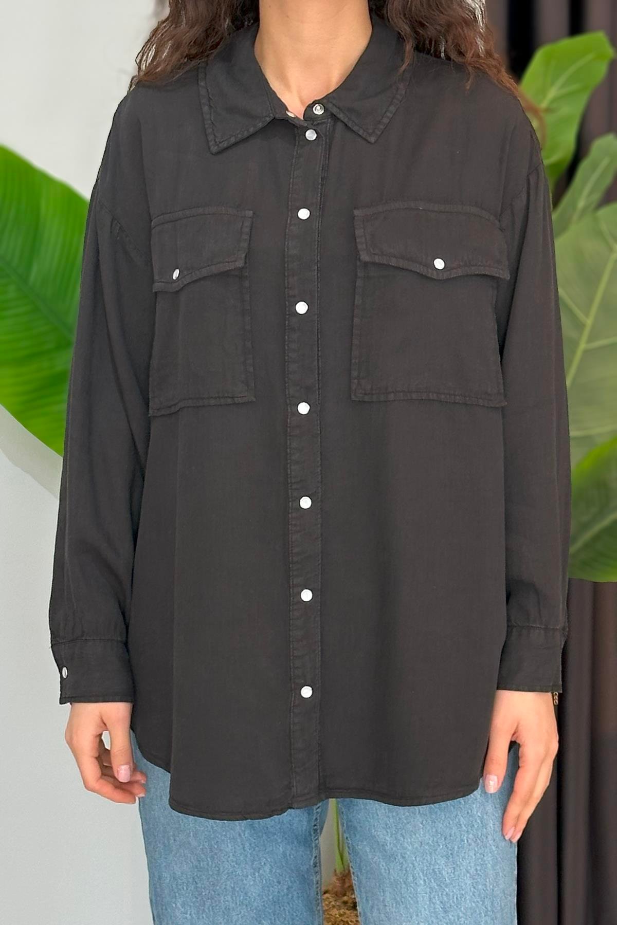 Oversize Gömlek 34177 Siyah