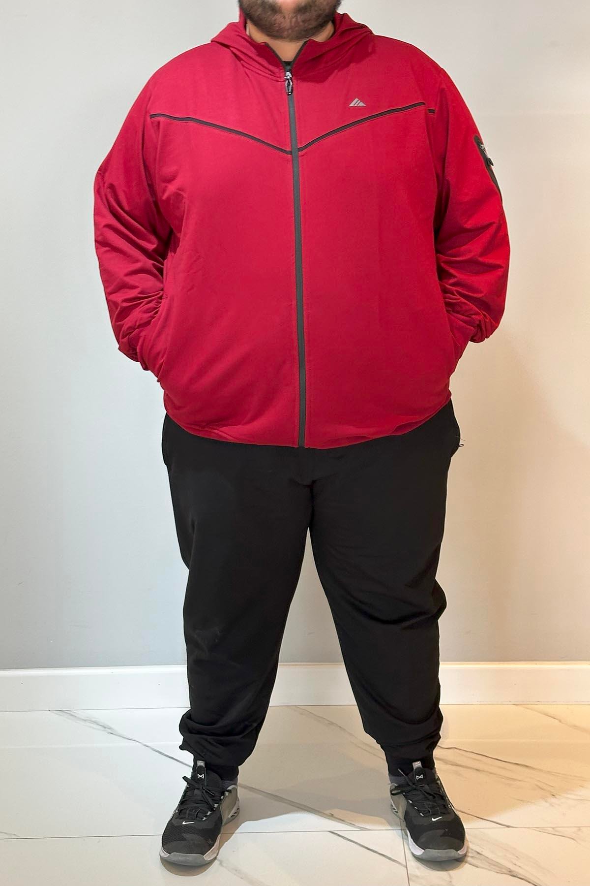 Özel Üretim Büyük Beden Ekstra Battal Pamuklu Erkek Eşofman Takımı 24722 Bordo